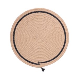 Подставка сервировочная LINENOVA, круглая, натуральный+черный, 38см