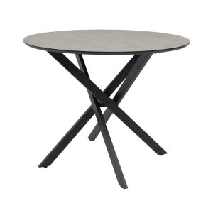 Стол МЕХИКО, пластик премиум 3Д, D950, Мрамор светлый (белый)/ Черный матовый