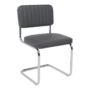 Кресло СЛАВИЯ Люкс, Pegaso темно-серая экокожа/хром