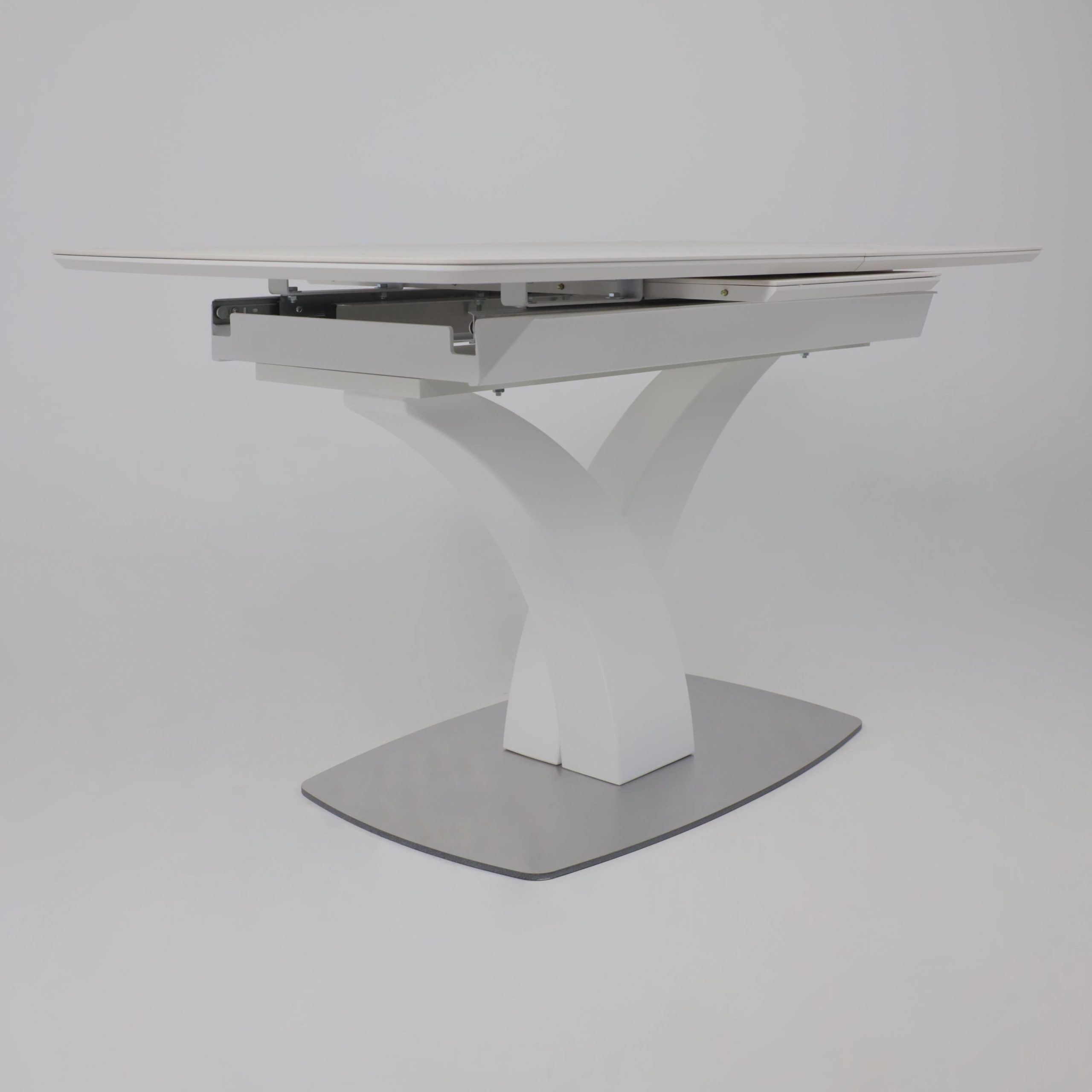 Стол НОТР ДАМ MODERNE, керамика 2 кат. 1400(1800)*850, Камень белый Calacata vagli/Белый Муар