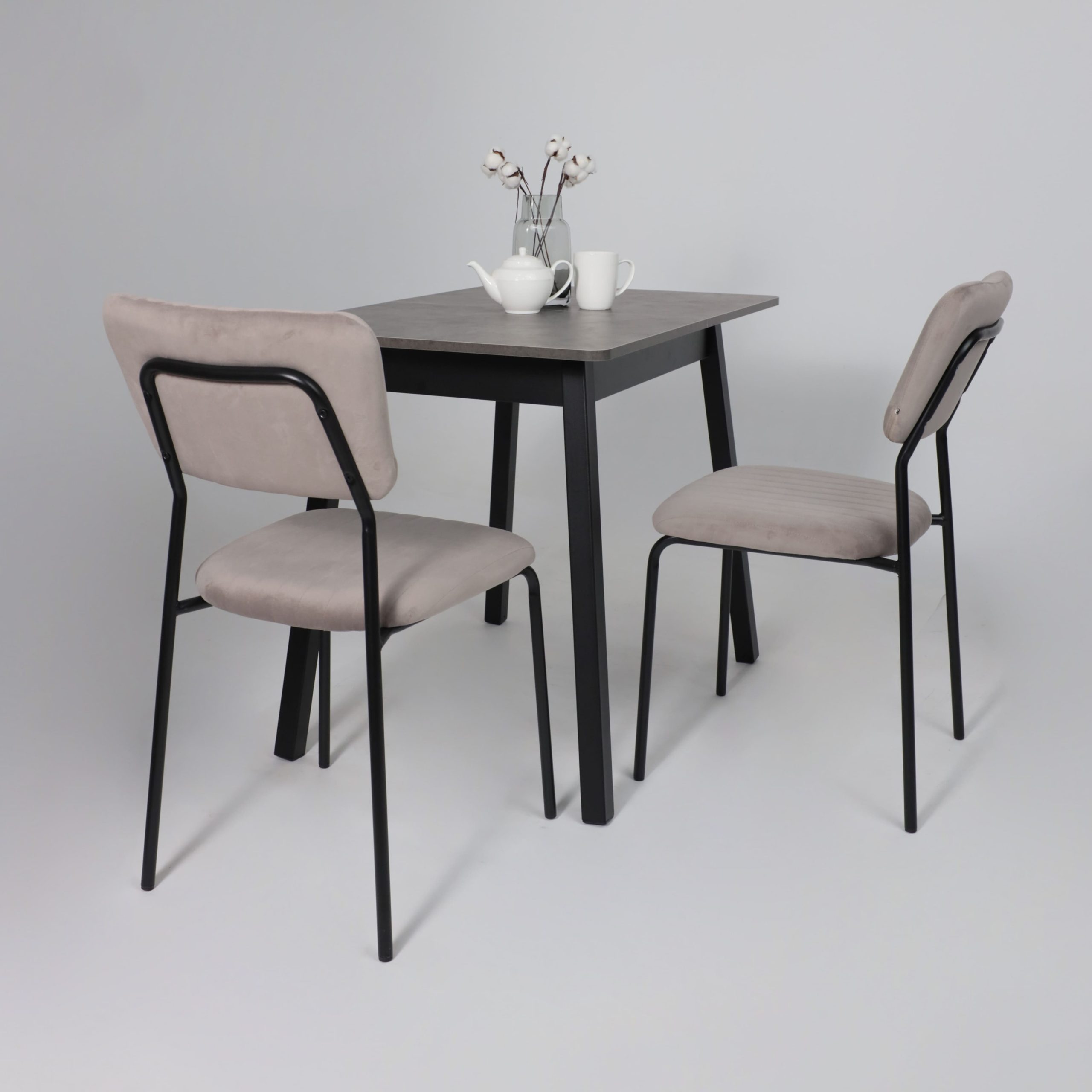 Стол TIRK RADIAL-94, раздвижной 94(126)х64, Дымчатая керамика/Чёрный