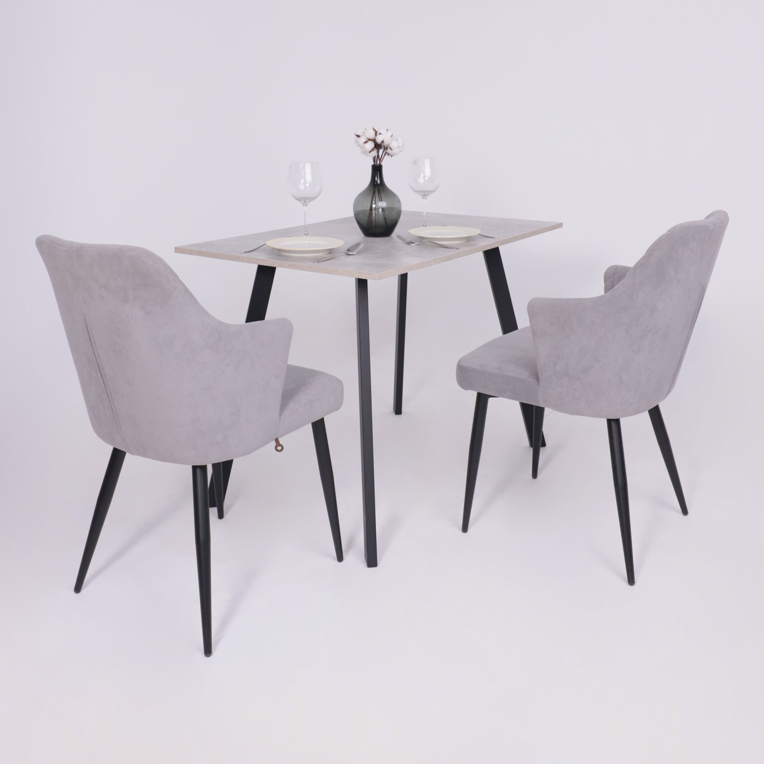 Стол SOLO 102*67, Бетон/черный