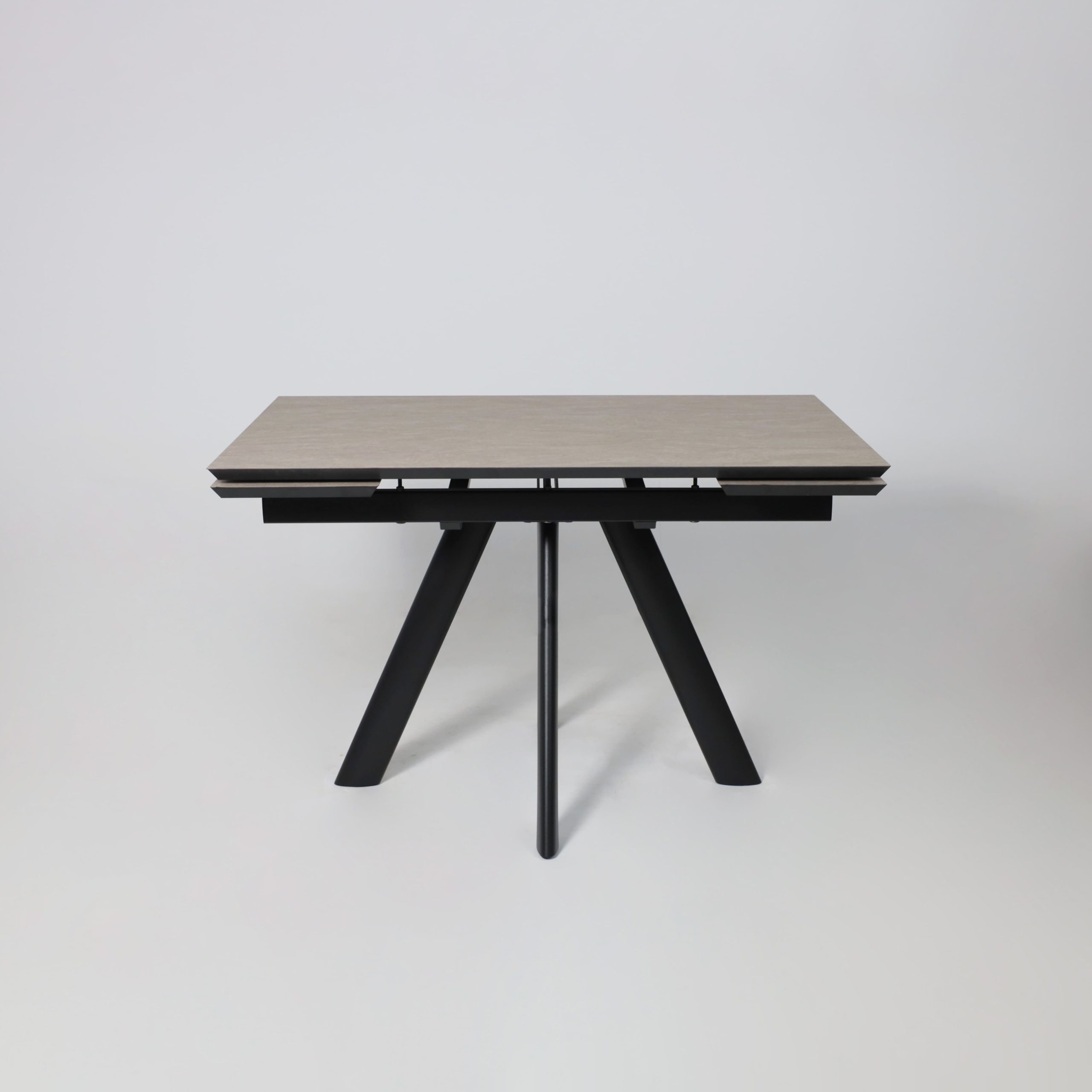 Стол JACK-120, раздвижной 120(30+30)х80, БЕЖЕВЫЙ КАМЕНЬ - COMPAKT CER/Черный