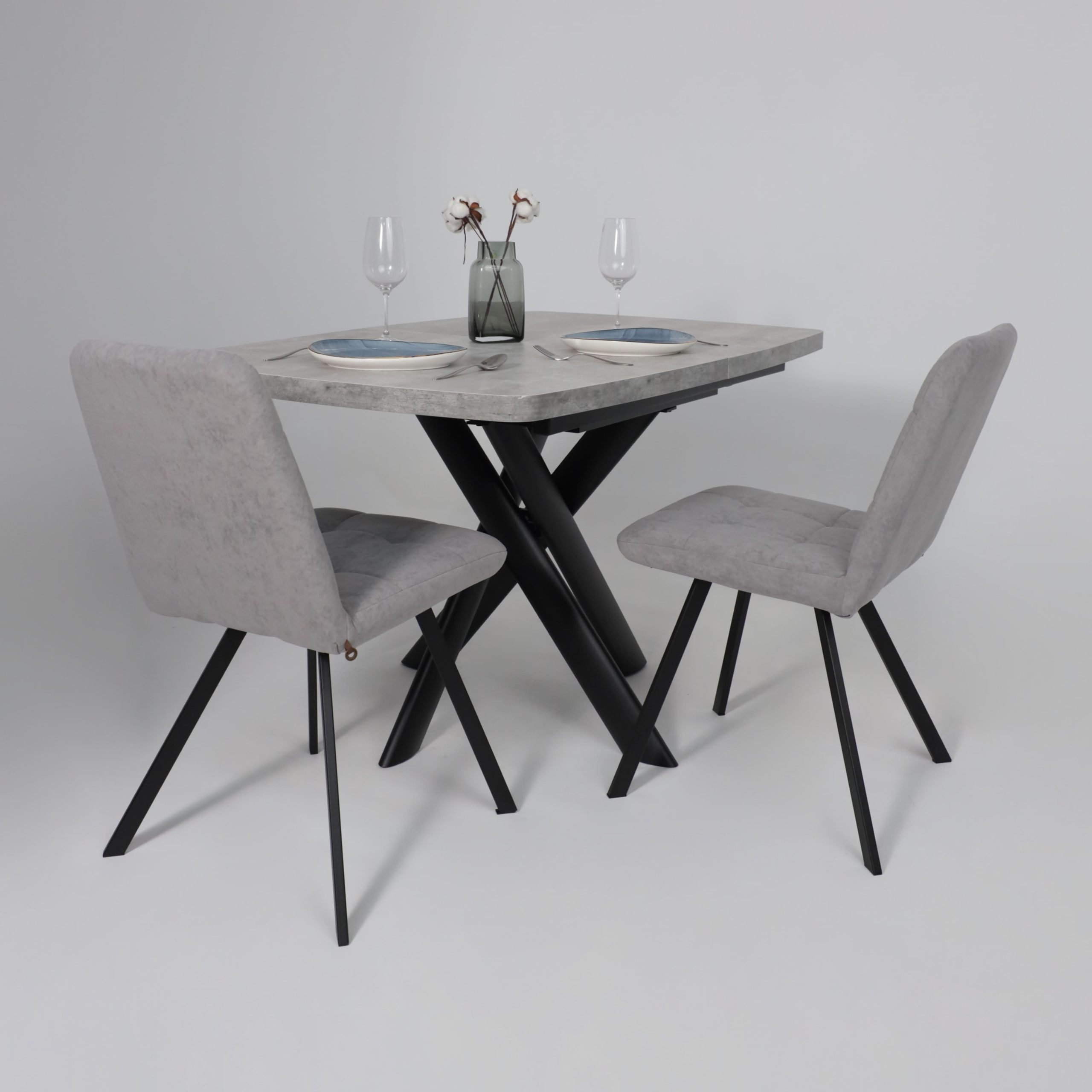 Стол LEONEL-130, раздвижной 130(165)х85, Серый сланец/Черный