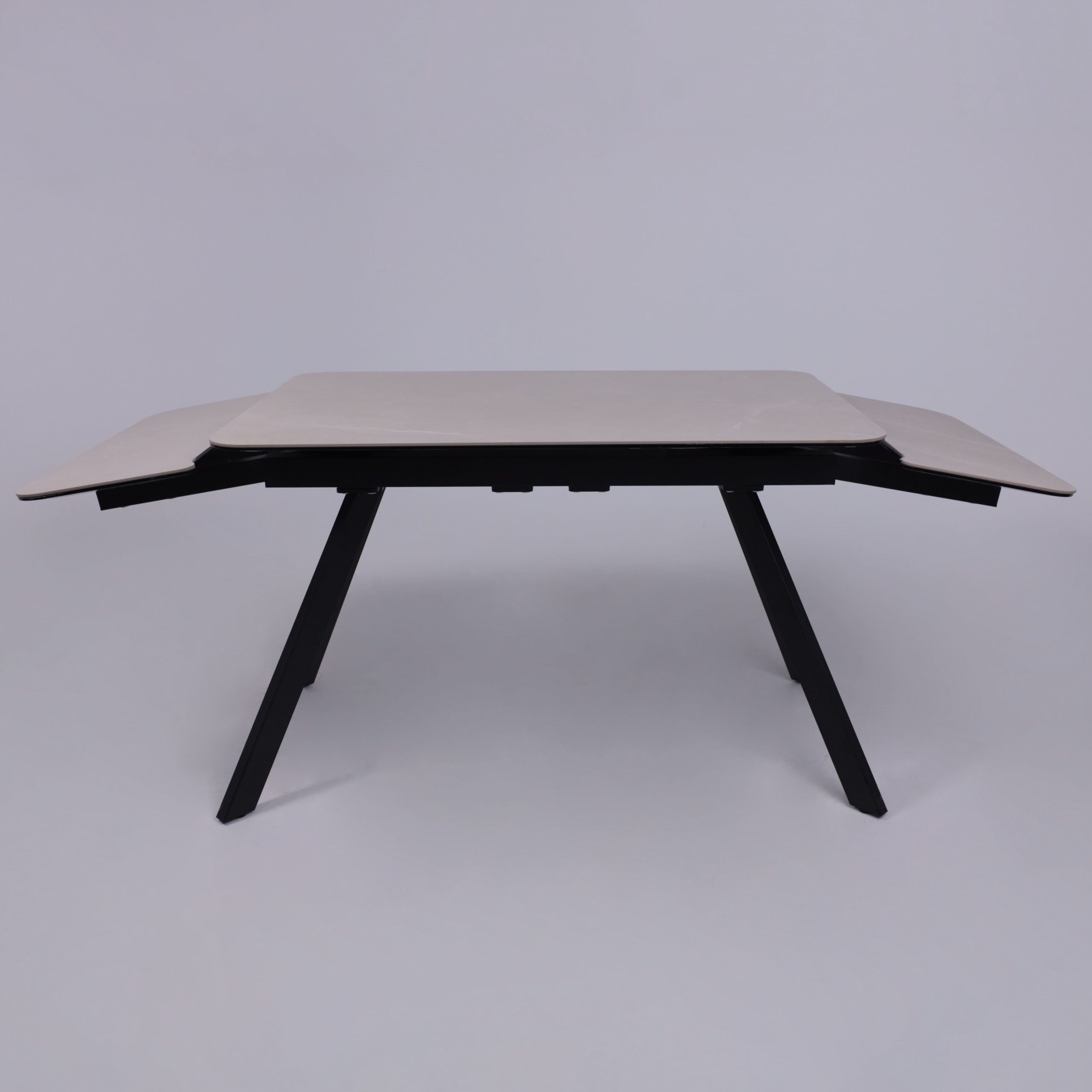 Стол ЛЕОН NEW , керамика 1 кат. 1200(1840)*800, Камень слоновая кость Bayona Ivory/Черный матовый