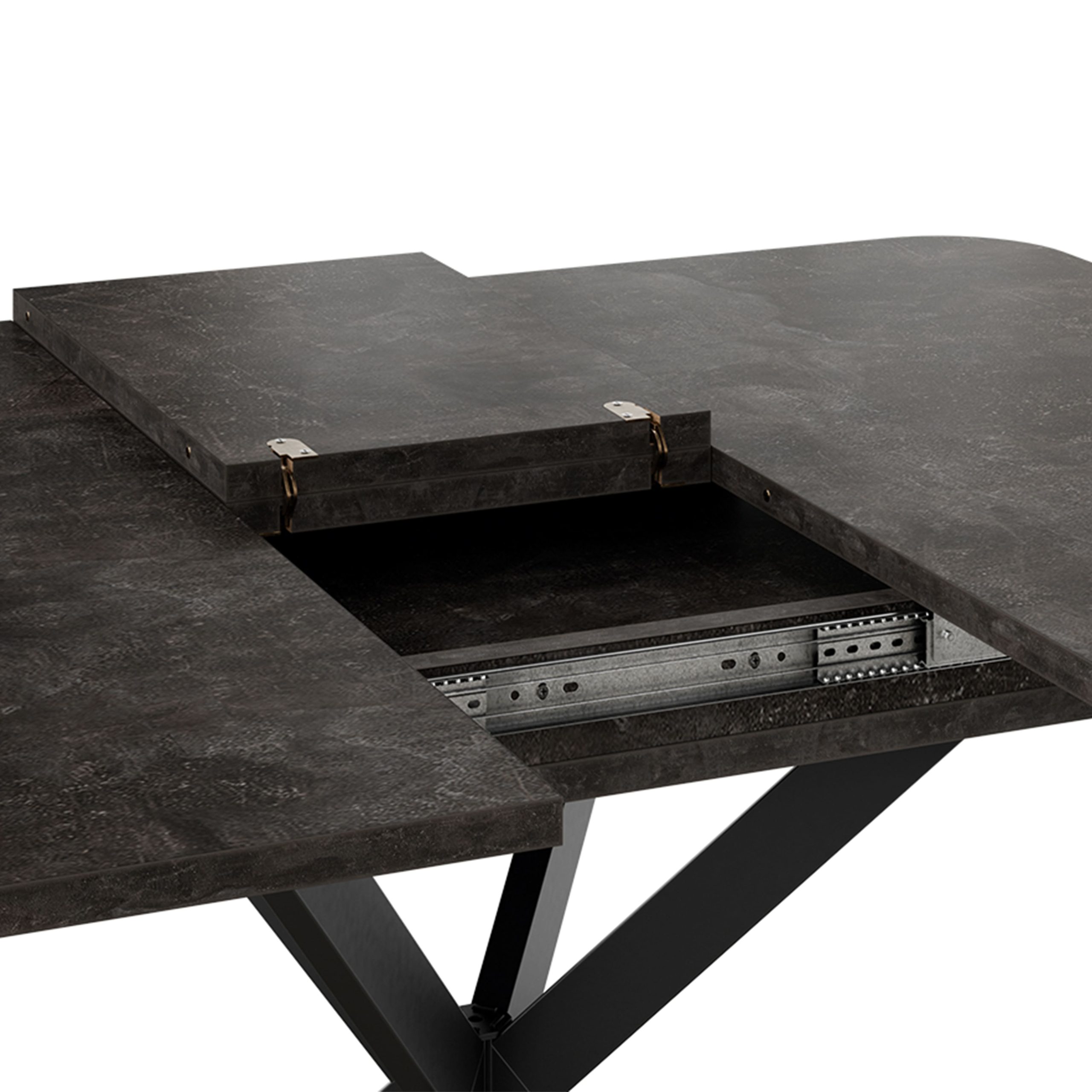 Стол раздвижной ЛИССАБОН Тип 1, 1000(1315)х1001х750, черные опоры/ателье темный