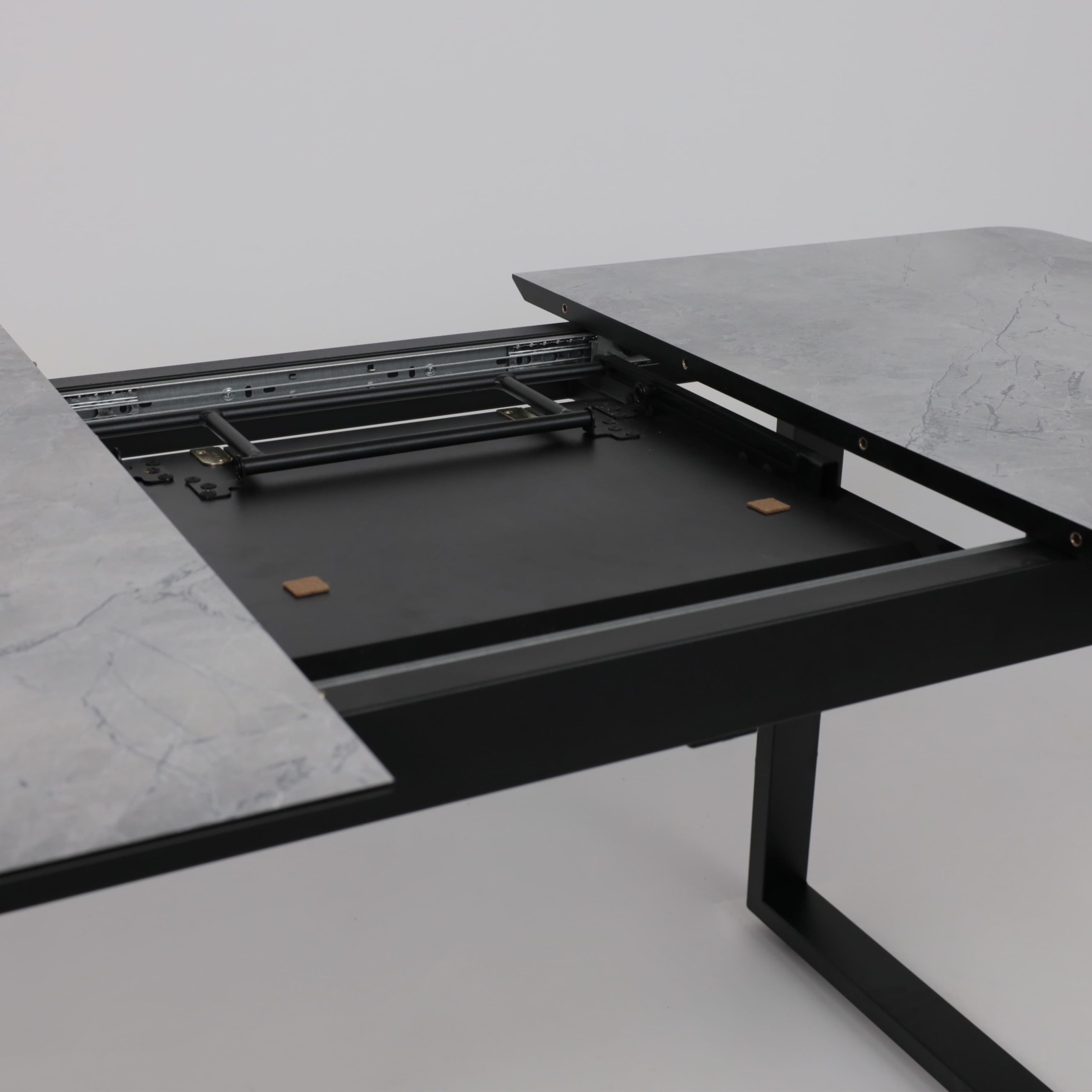 Стол AV 1208, HPL+МДФ,  раздвижной 1200 (1600)*800 Мрамор Марквина синий/черный