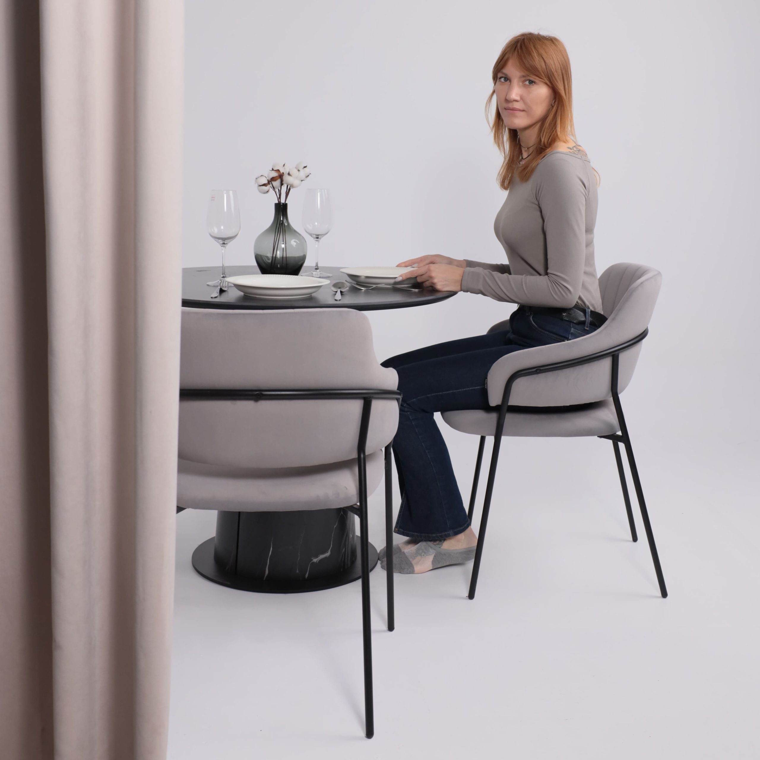 Стол AV 2317, МДФ+керамика, нераздвижной 900 черный, матовый SHAKESPEARE/черный+HPL Асти