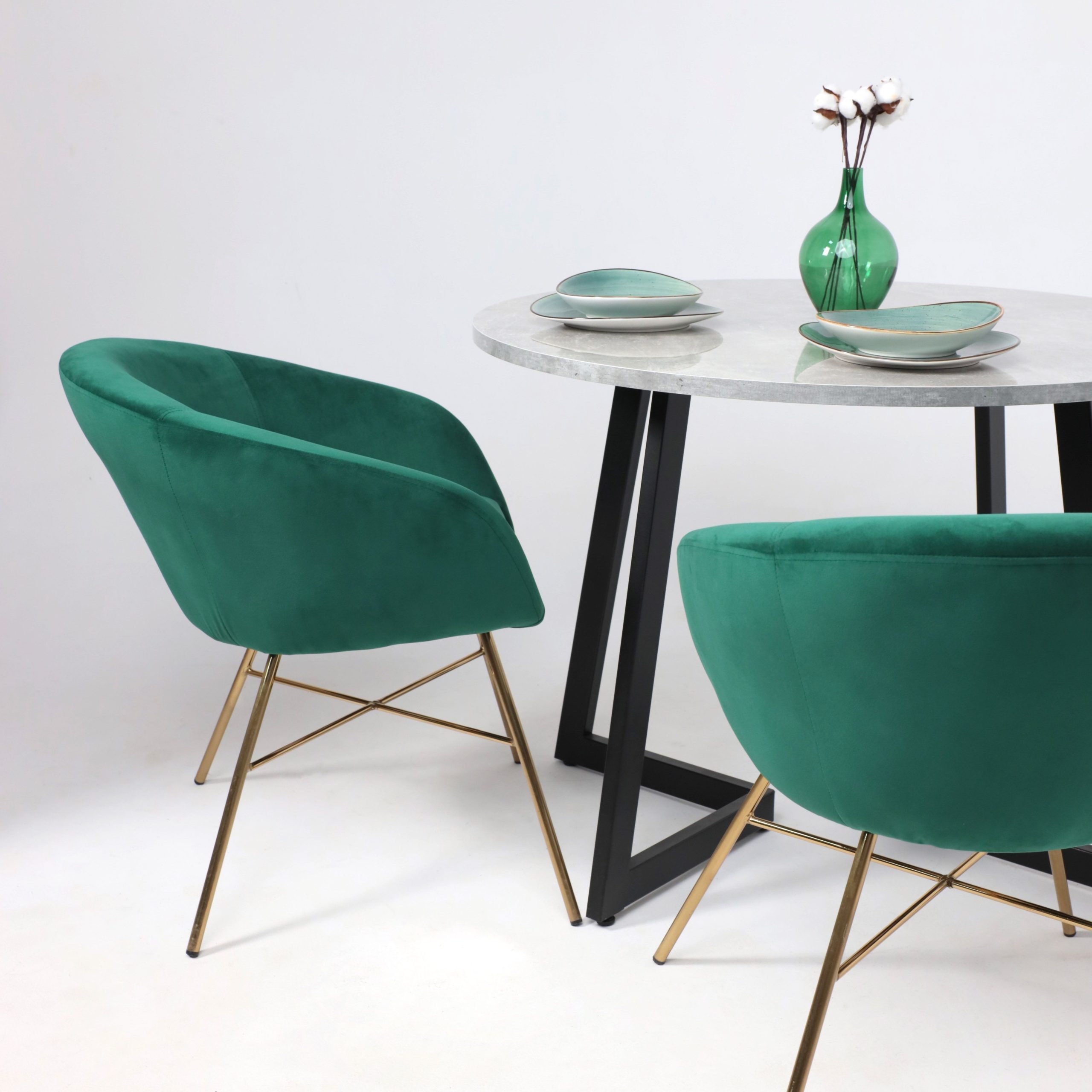 Кресло AMUR, (зеленый велюр/золото)