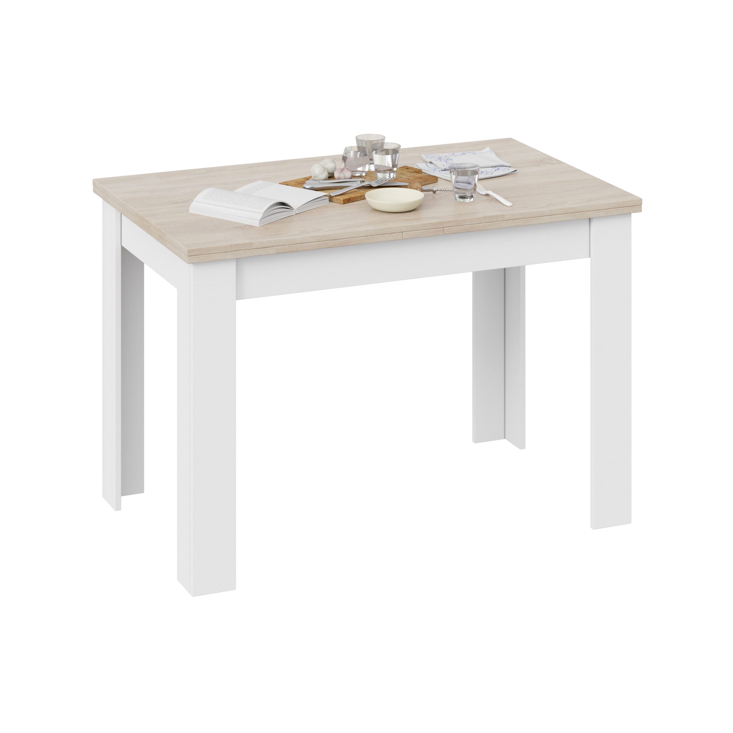 Стол раздвижной ПРОМО Тип 4, 1100(2098)*670, дуб сонома/белый