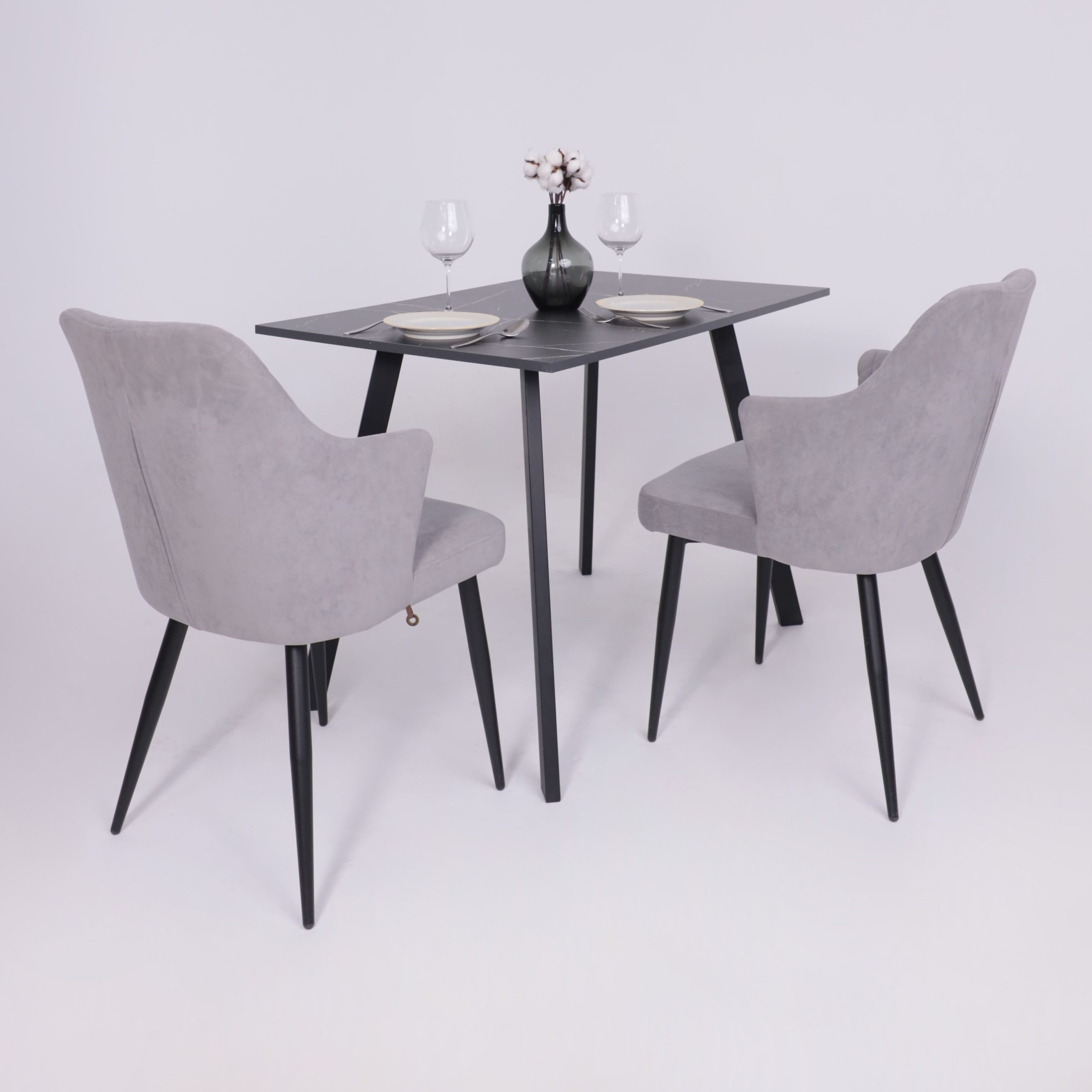 Стол SOLO 102*67, Мрамор неро маркина/черный