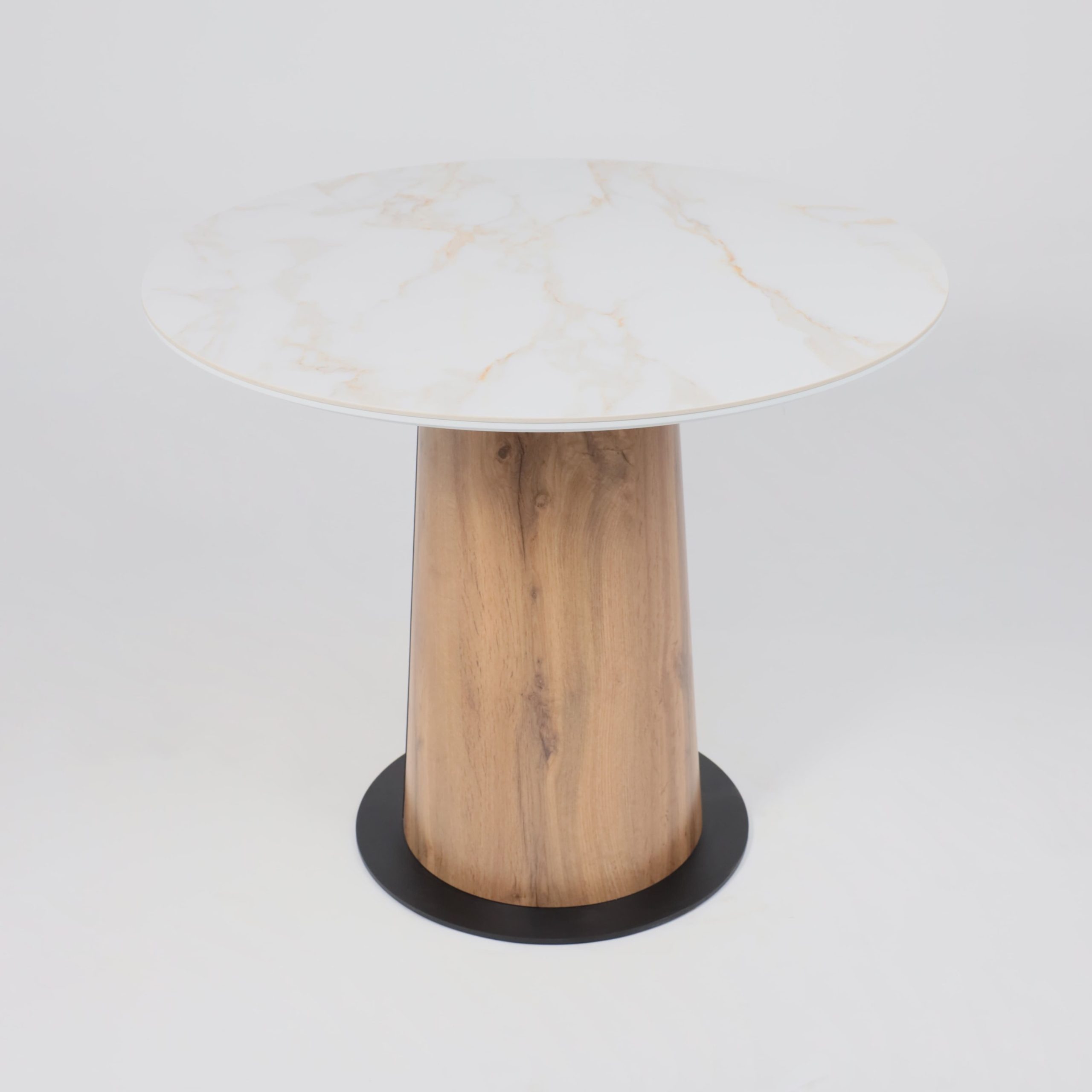 Стол AV 2317, МДФ+керамика, нераздвижной 900 белый, глянцевый CARLA LARKIN/черный+HPL Дуб Вотан