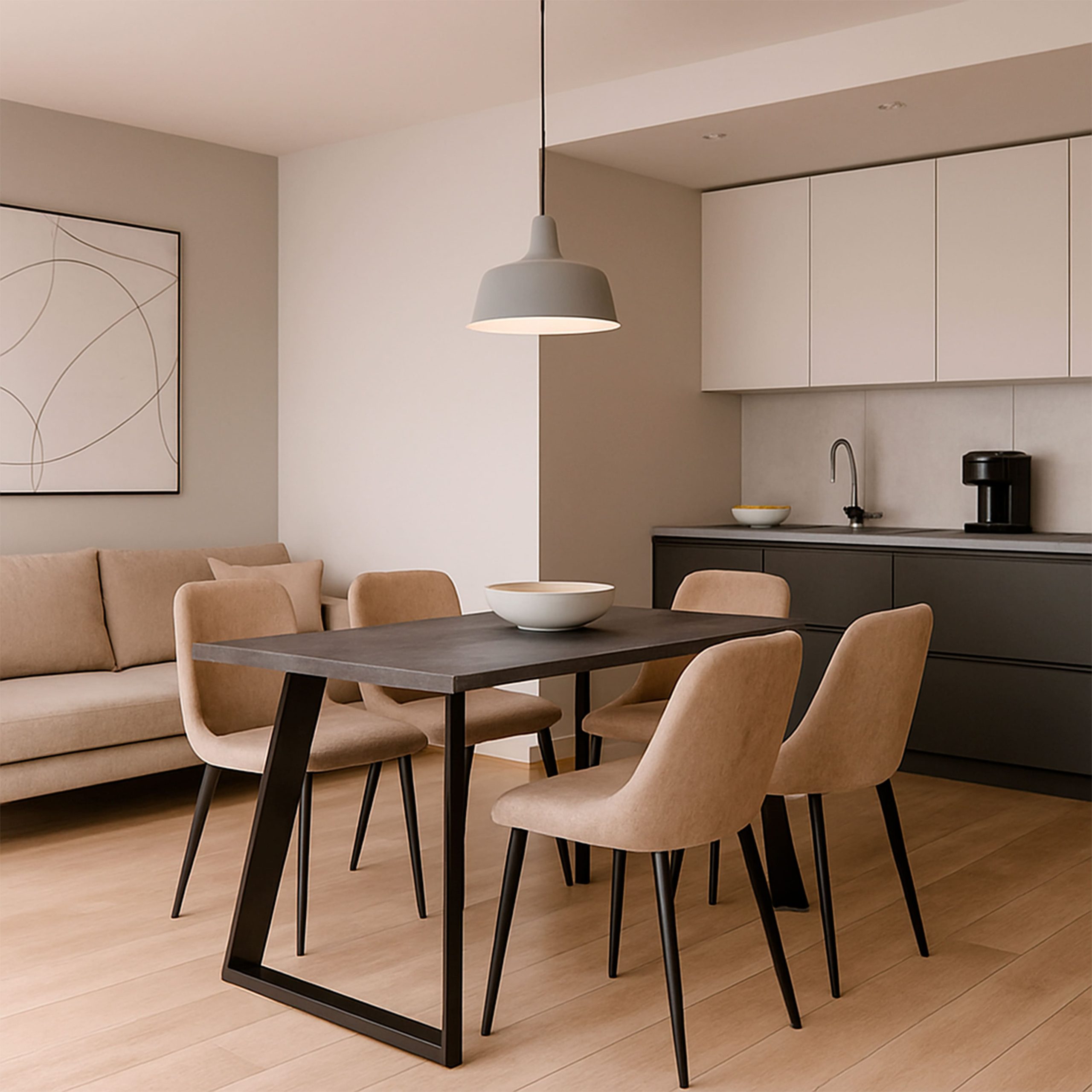 Стол LOFT LUX-160, раздвижной 160(205)х90, Дымчатая керамика/Чёрный