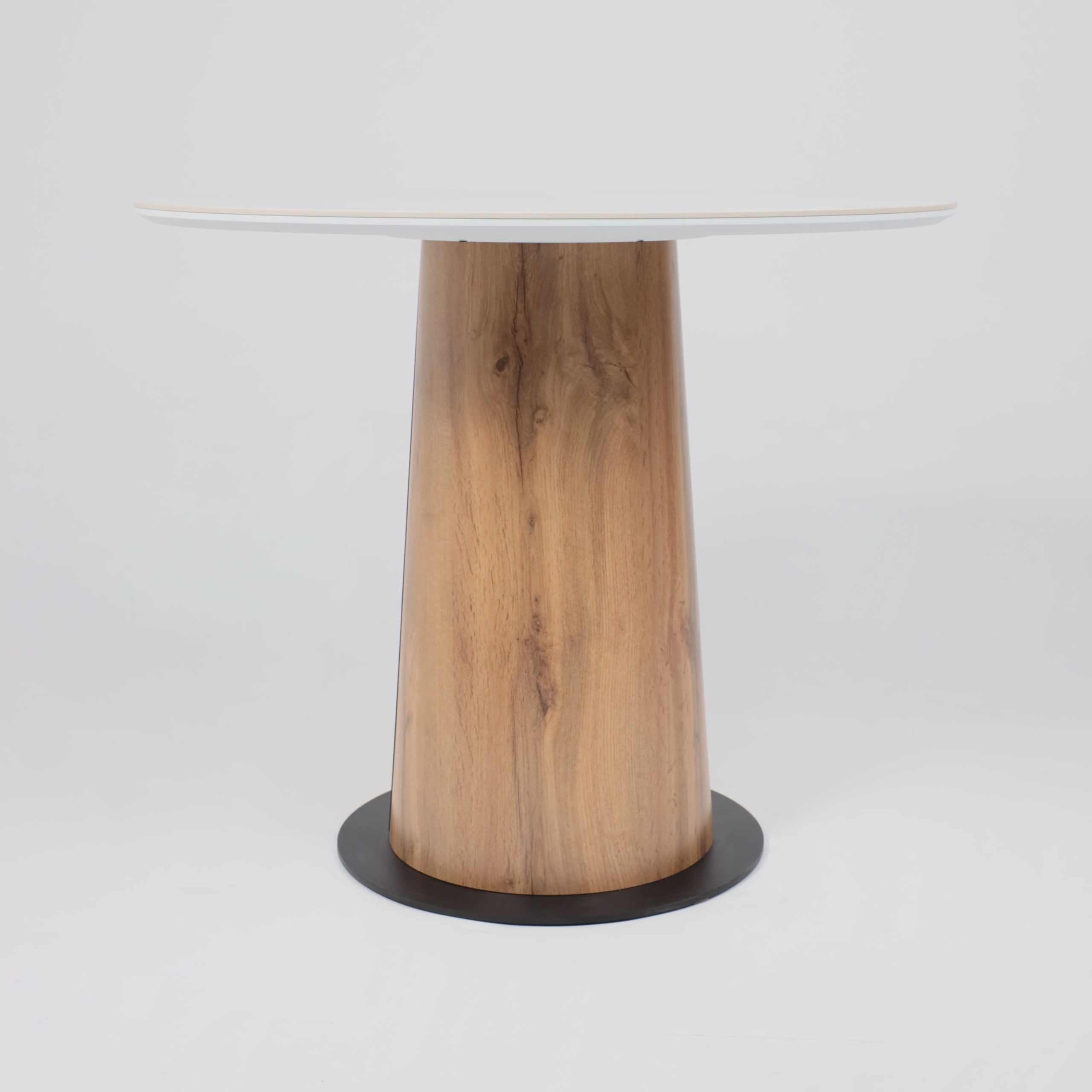 Стол AV 2317, МДФ+керамика, нераздвижной 900 белый, глянцевый CARLA LARKIN/черный+HPL Дуб Вотан