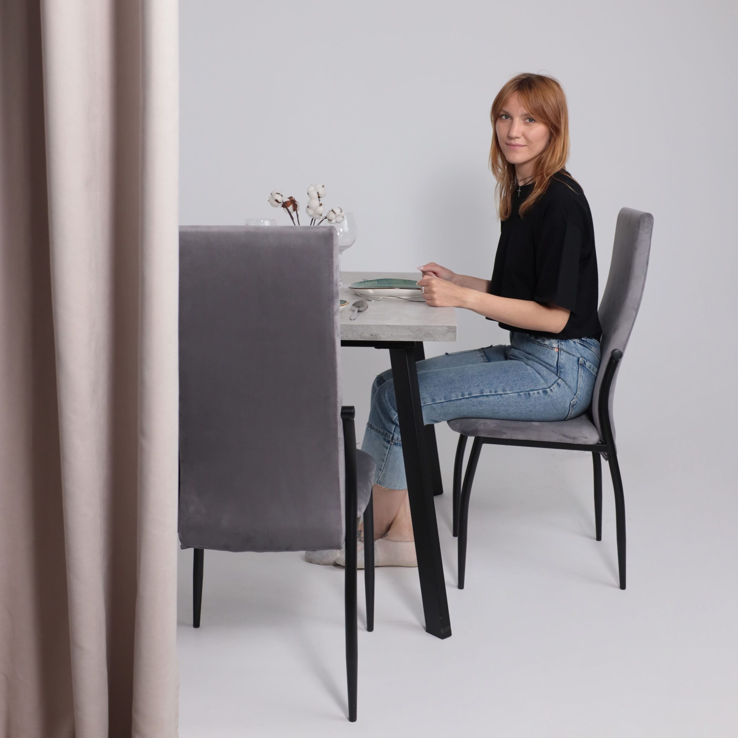 Стол BORG-120, раздвижной 120(160)х80, Серый сланец/Чёрный