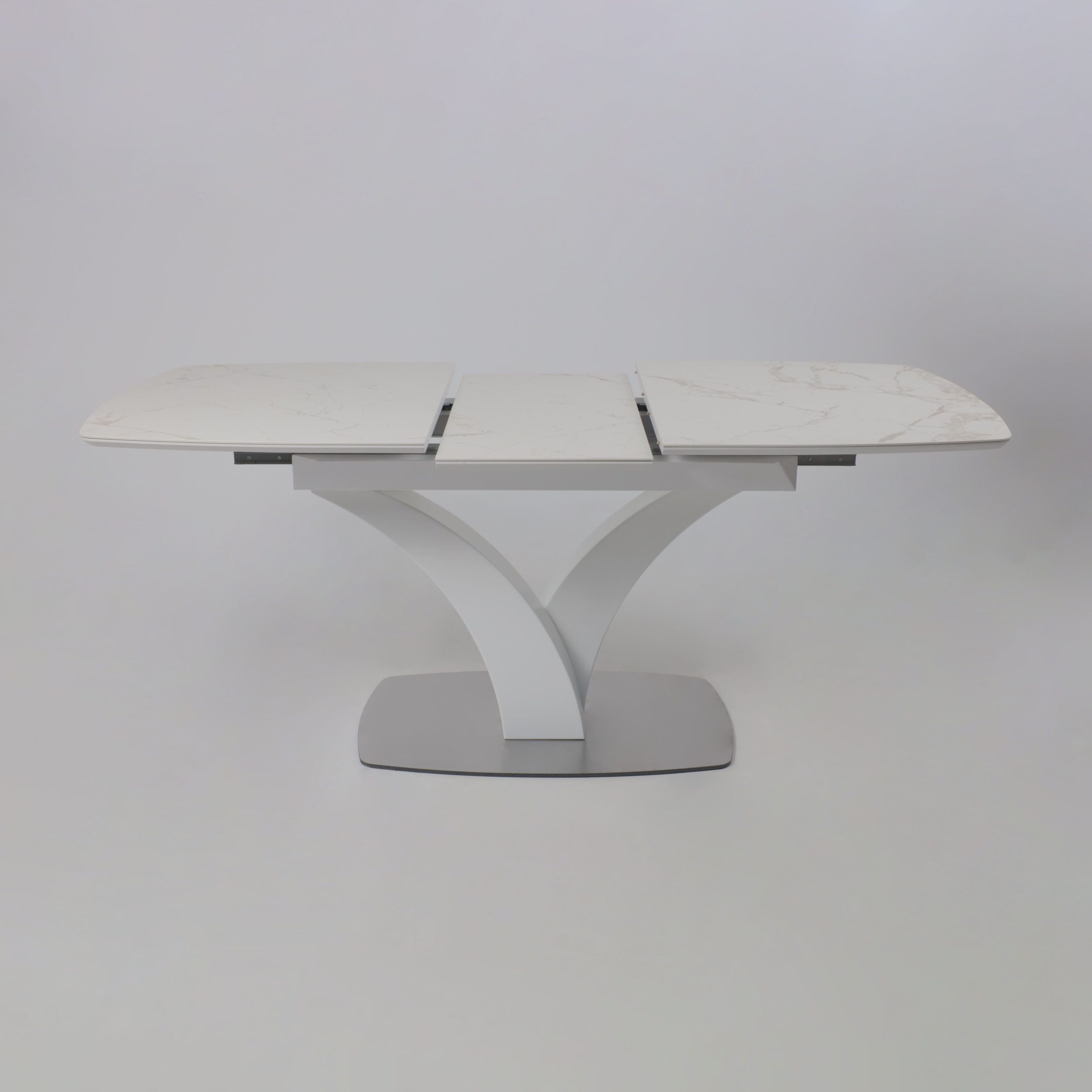 Стол НОТР ДАМ MODERNE, керамика 2 кат. 1400(1800)*850, Камень белый Calacata vagli/Белый Муар