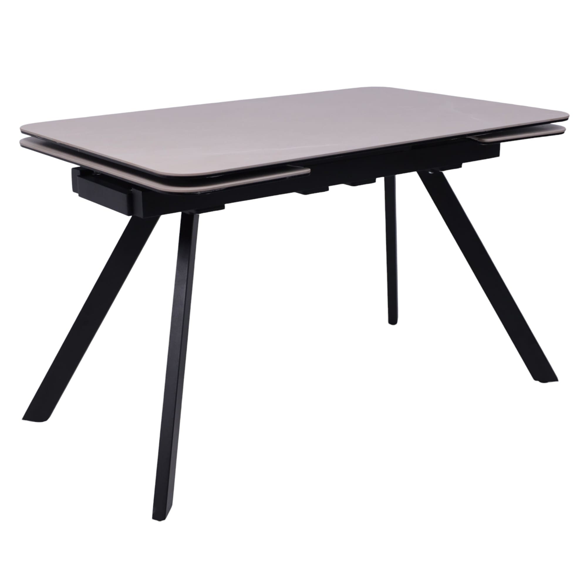 Стол ЛЕОН NEW , керамика 1 кат. 1200(1840)*800, Камень слоновая кость Bayona Ivory/Черный матовый