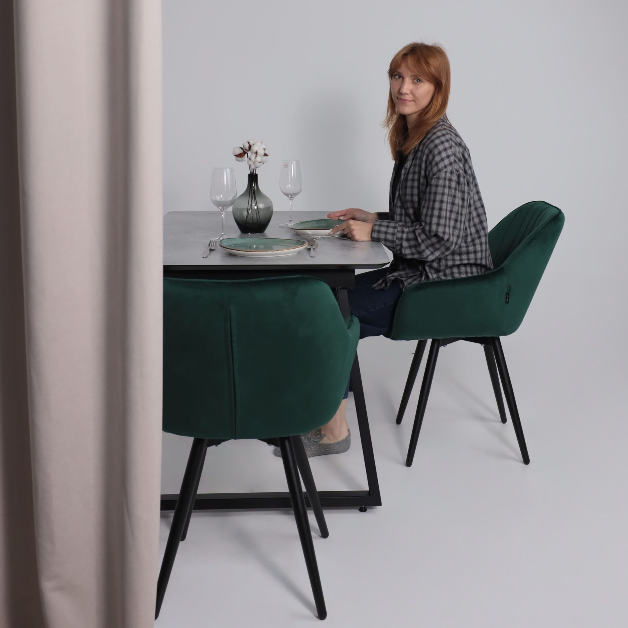 Стол AV 1208, HPL+МДФ,  раздвижной 1200 (1600)*800 Мрамор Марквина синий/черный