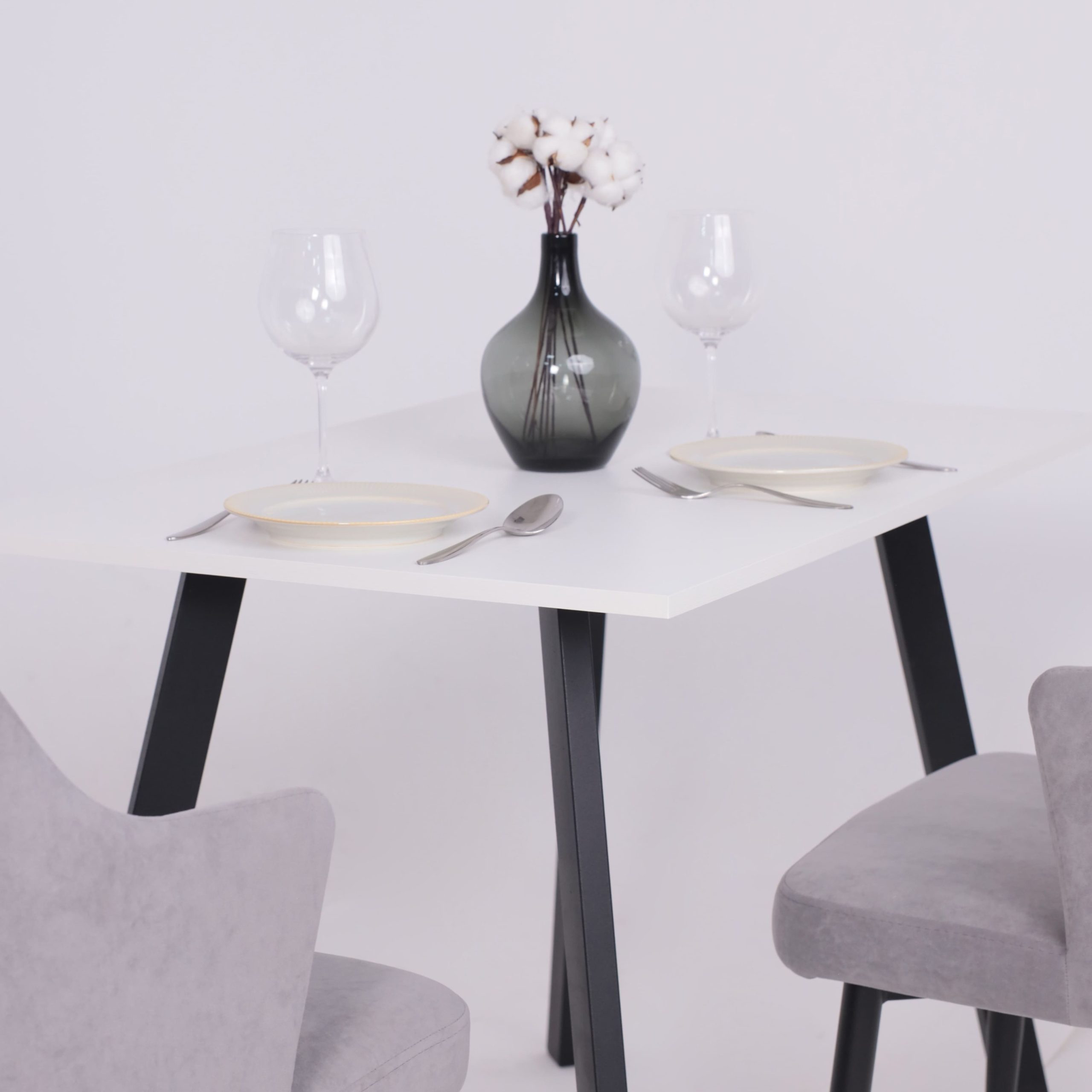 Стол SOLO 102*67, Белый структурный/черный