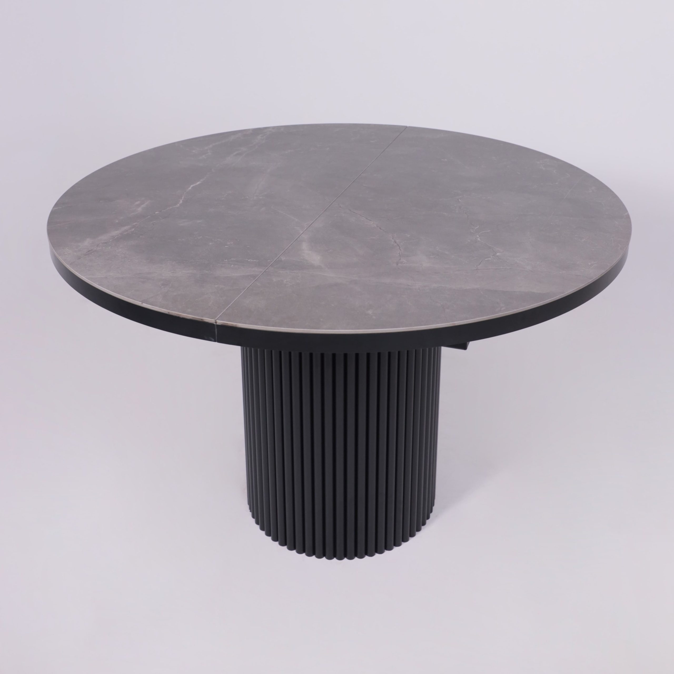 Стол ASKAR ROUND SLIDE-116, раздвижной круглый 116(156), BAYONA GREY PREMIUM CER/Черный