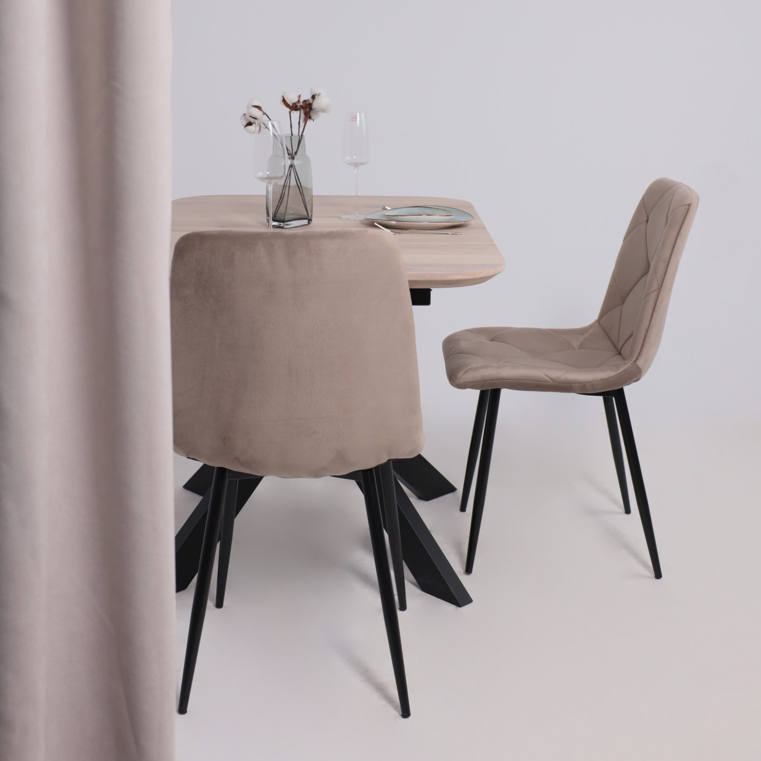 Стол ВЕЙВ раздвижной, 120(160)*80*75, дуб беленый/черный (ПрР-3 DSW (02) КСЕ/Р-80)