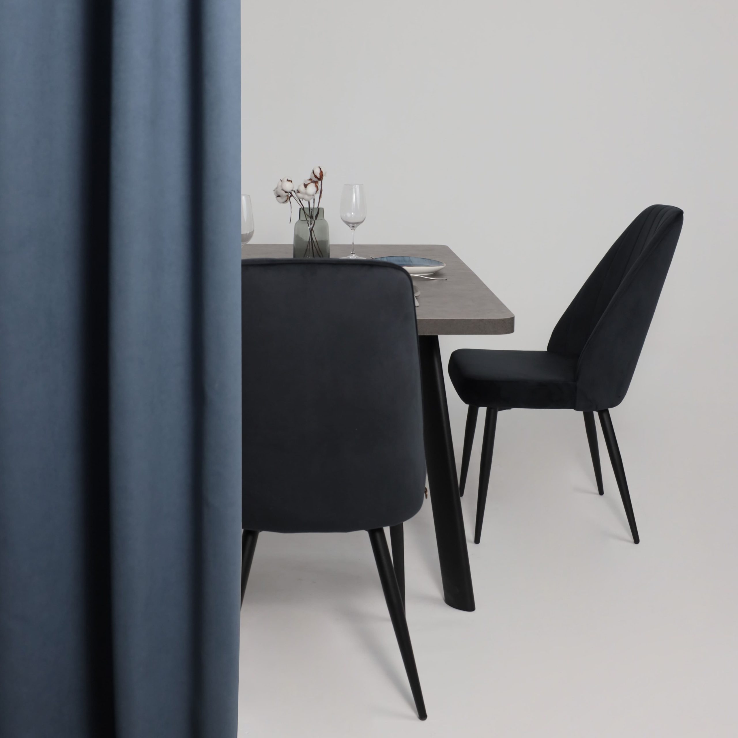 Стол LEON LUX RADIAL-160, раздвижной 160(205)х90, Дымчатая керамика/Чёрный