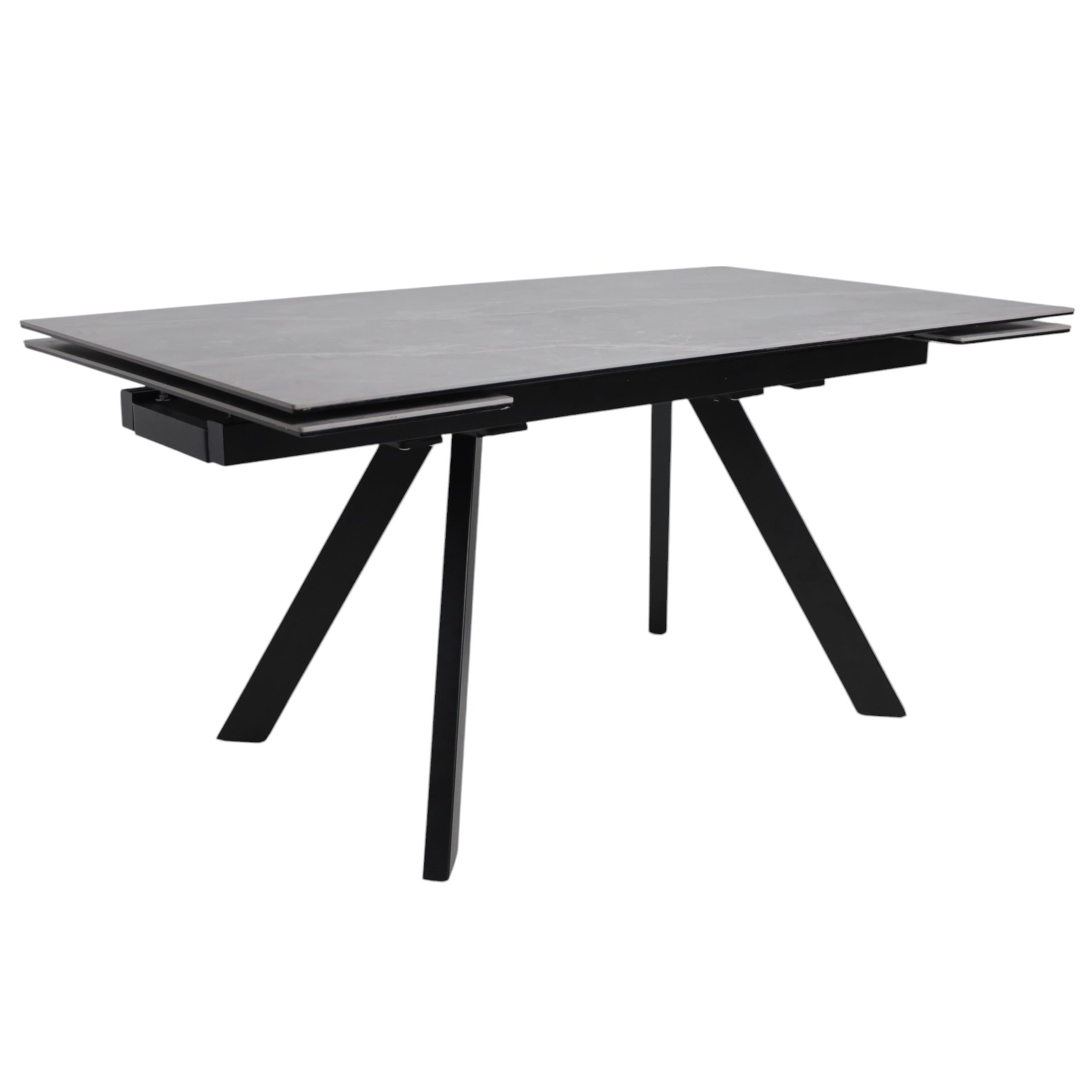 Стол МОНАКО NEW,керамика 0 кат. 1600(2240)*900, Камень серый Greys Grey/Черный матовый