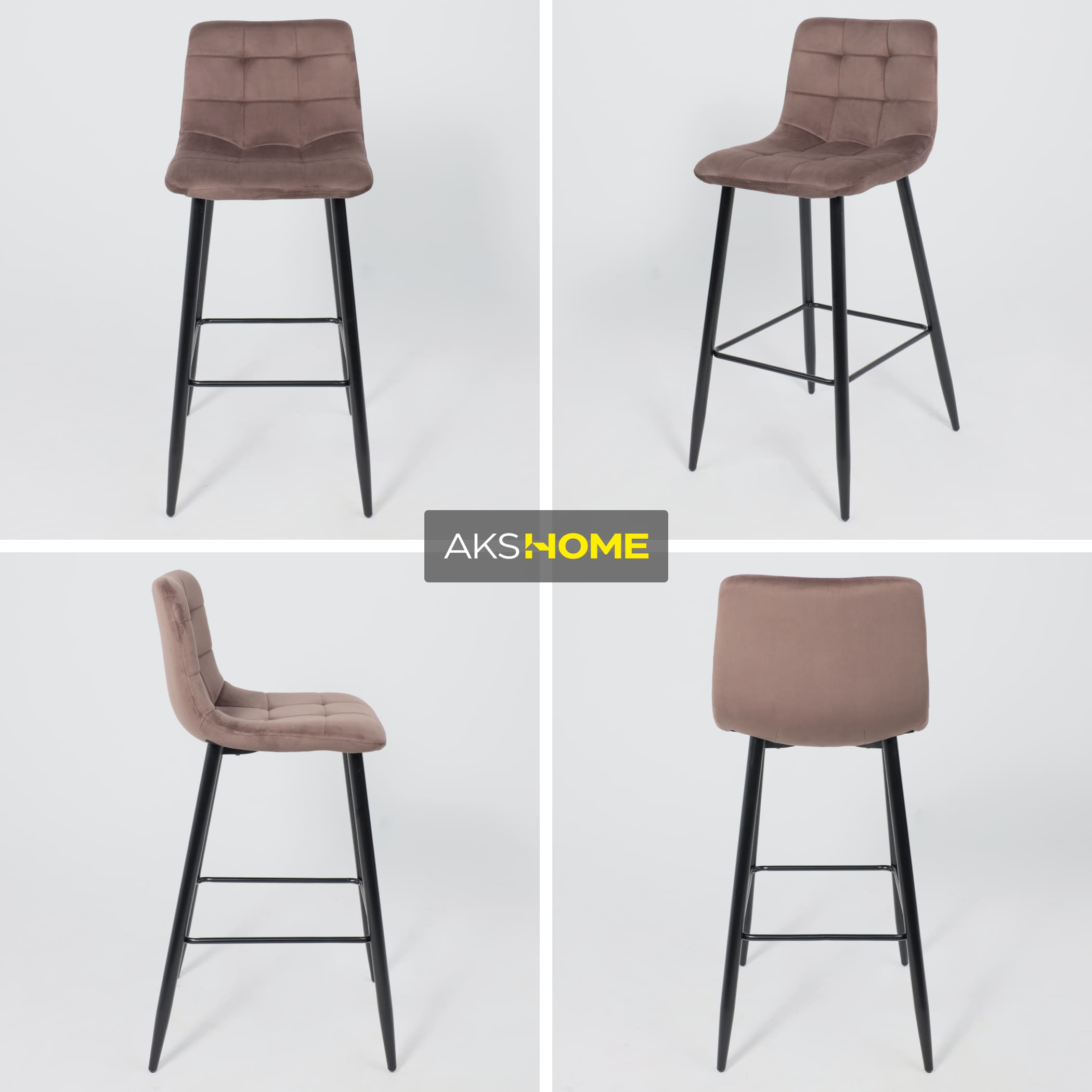 Стул STELLA, барный, коричневый велюр HLR49/черный