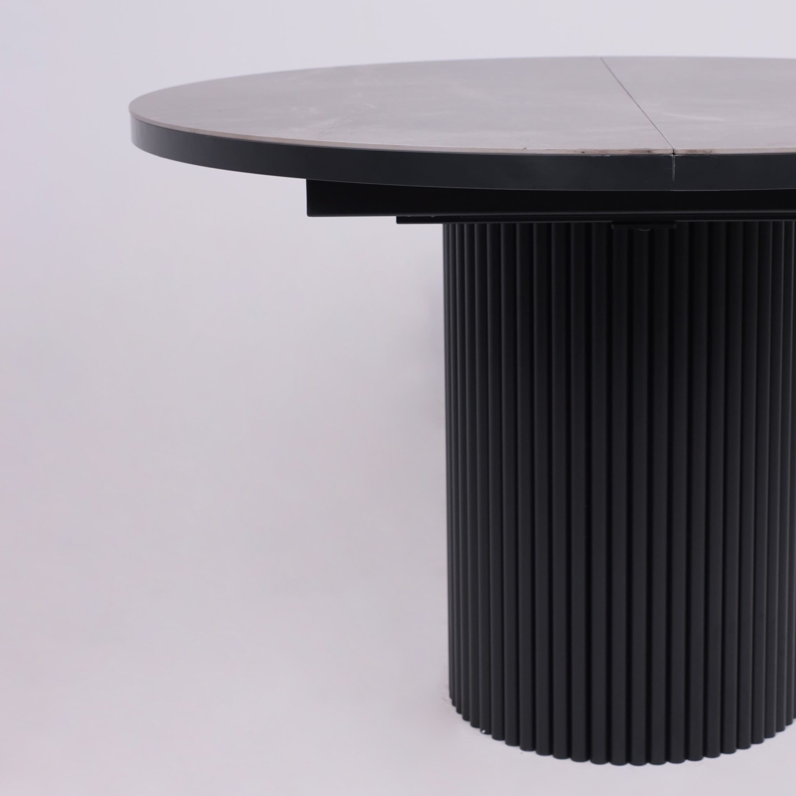 Стол ASKAR ROUND SLIDE-116, раздвижной круглый 116(156), BAYONA GREY PREMIUM CER/Черный