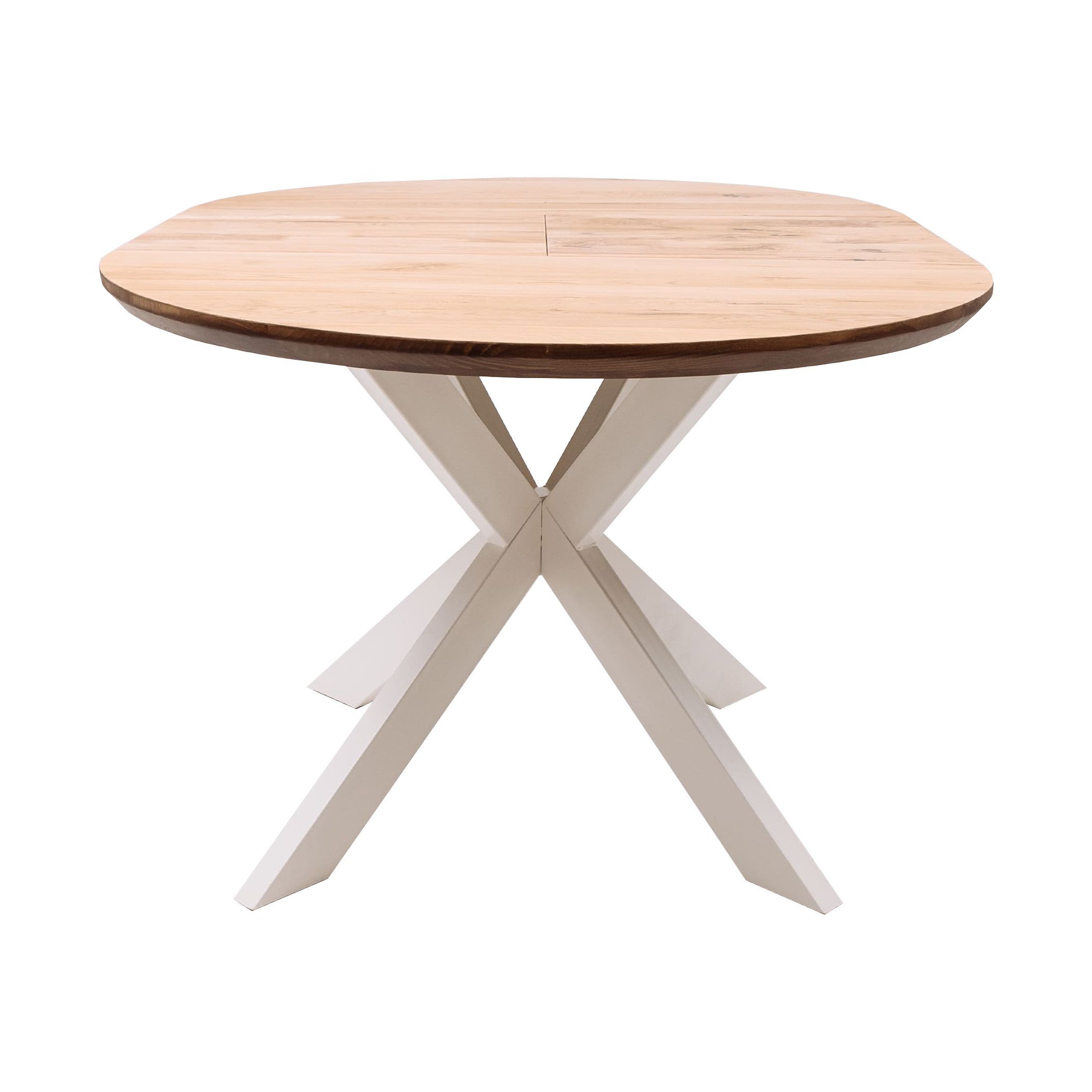 Стол РАУНД раздвижной, d100(140)*75, дуб натуральный/белый (ПрР-4 DSW (02) КСЕ/Р-80)