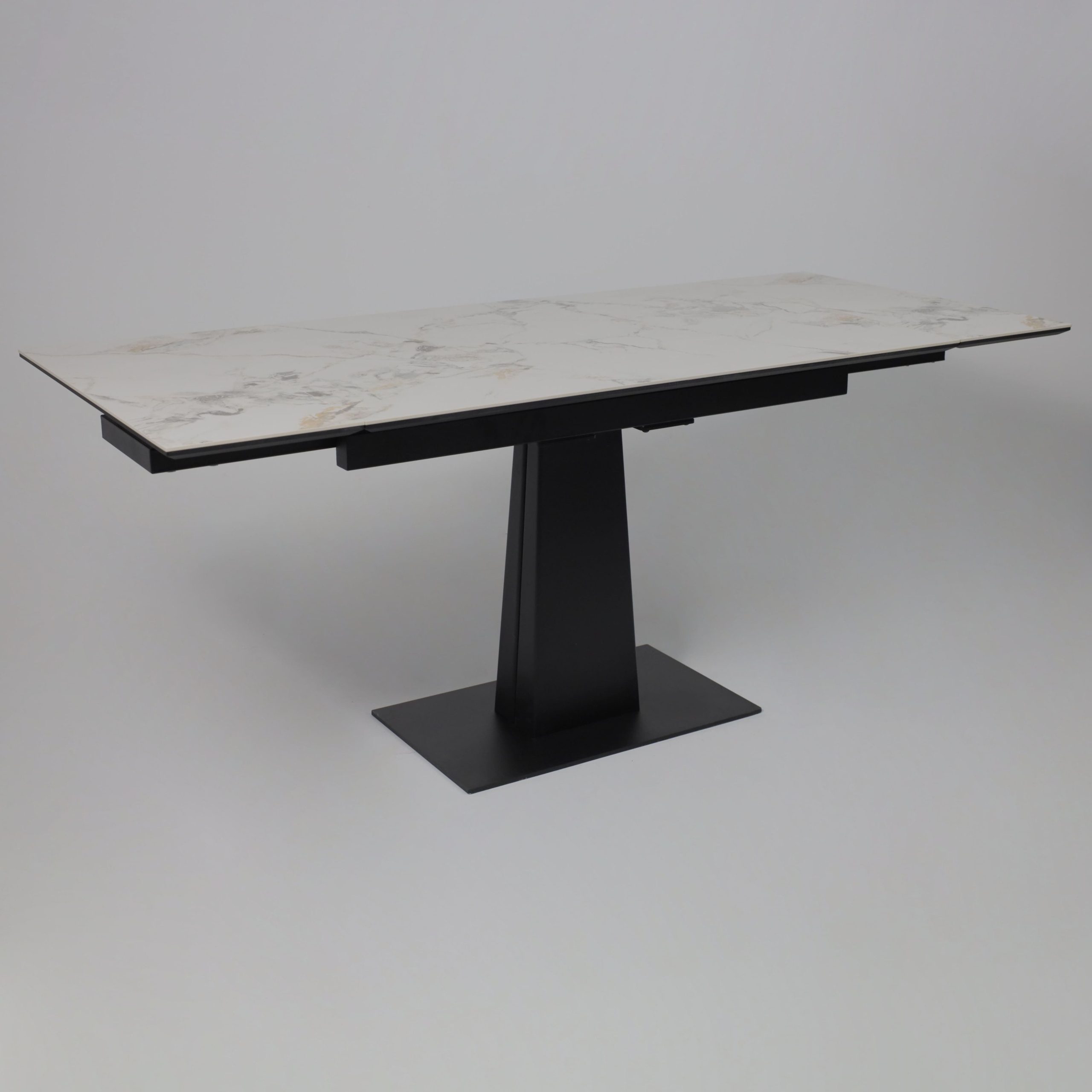 Стол AV 2119, МДФ+керамика, раздвижной 1200 (1800)*800 натуральный, глянцевый GOLD JADE/черный