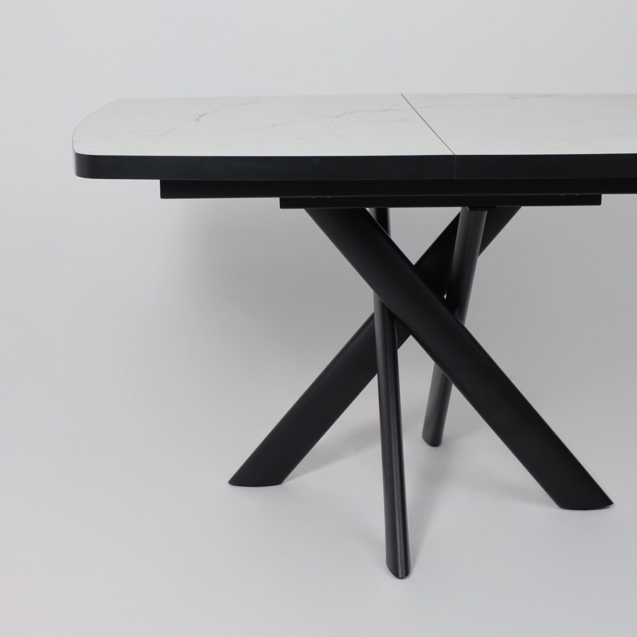 Стол LEONEL-130, раздвижной 130(165)х85, Кварцит-HPL/Черный