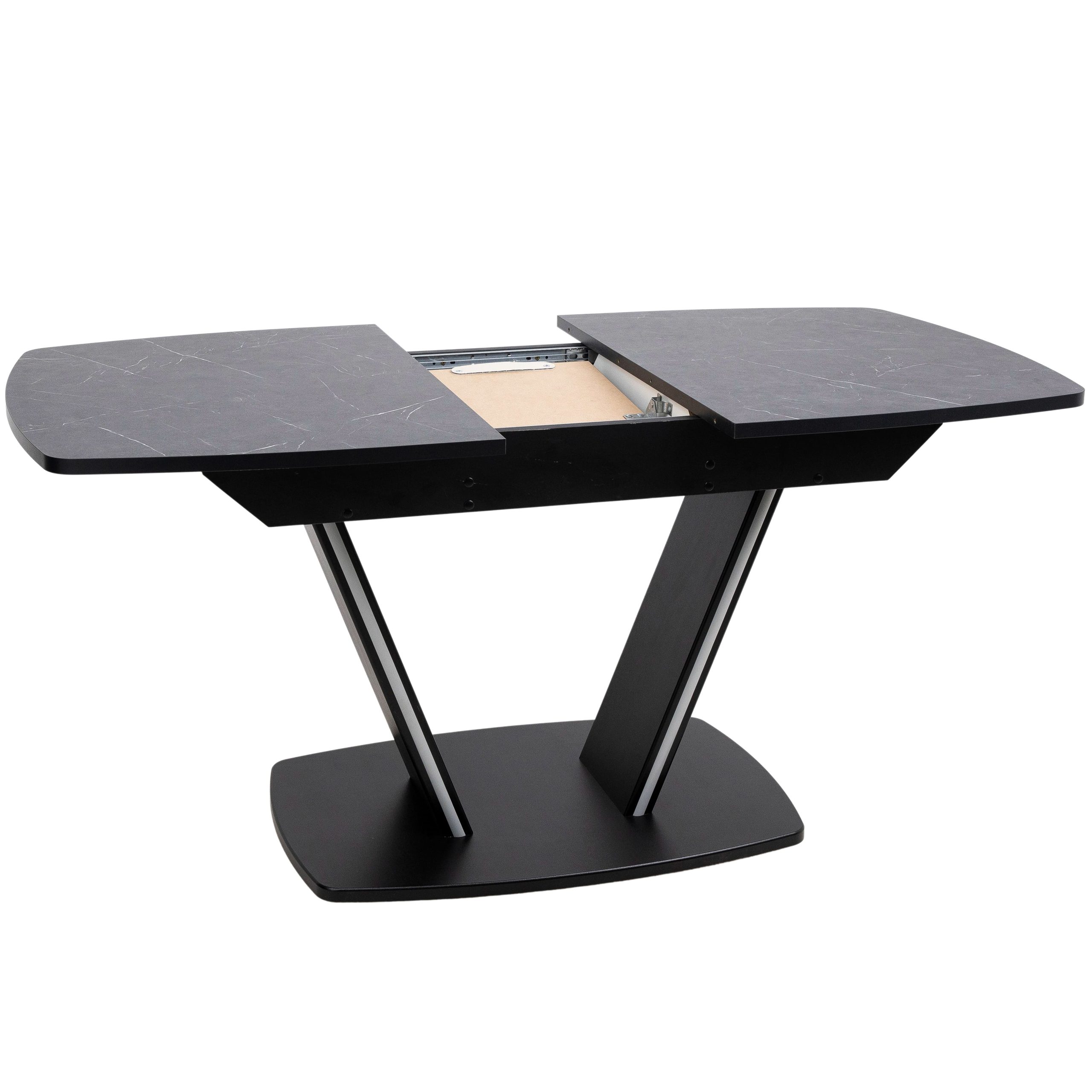 Стол ДРЕЗДЕН, пластик премиум 1300(1615)*800, Камень черный/Черный