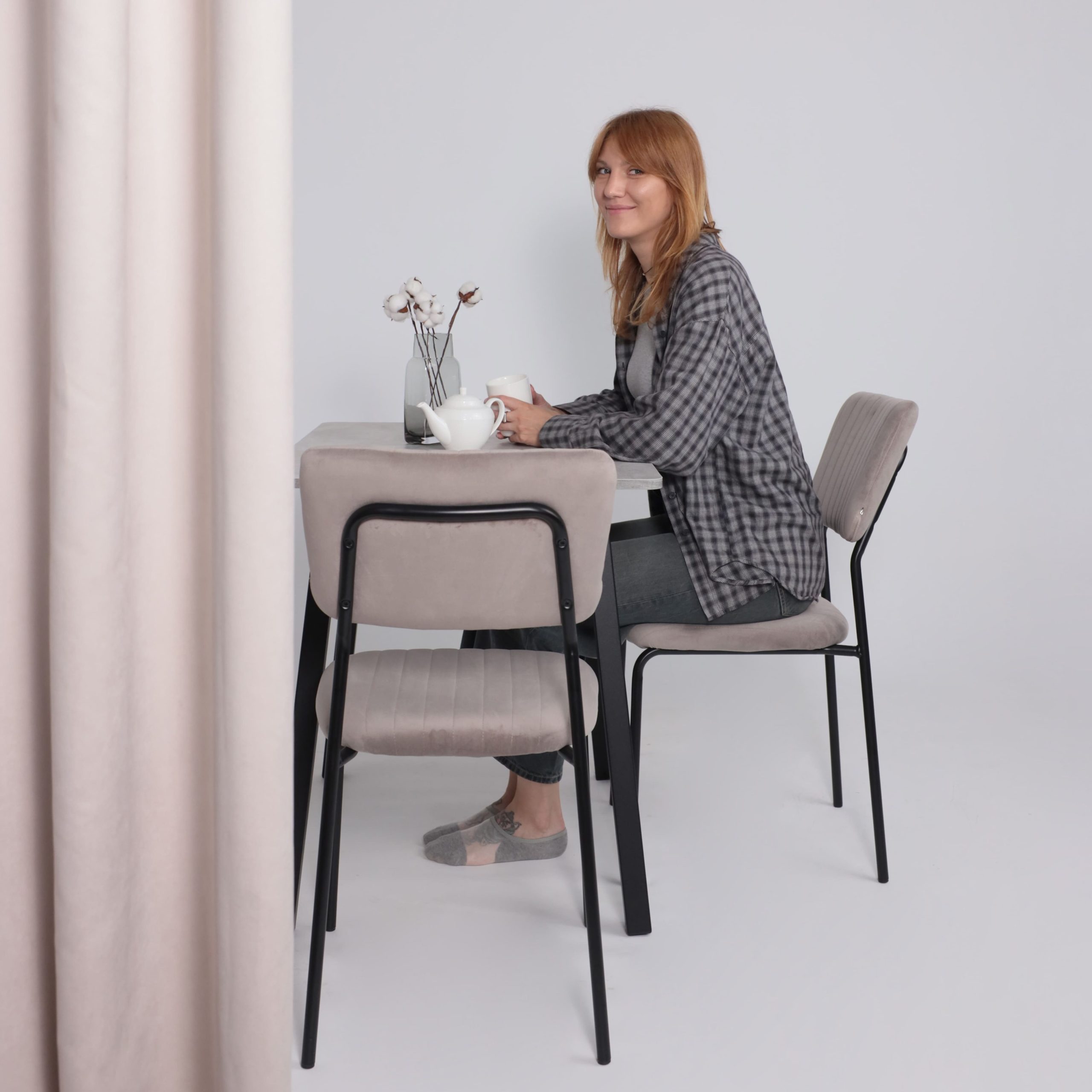 Стол TIRK RADIAL-94, раздвижной 94(126)х64, Серый сланец/Чёрный