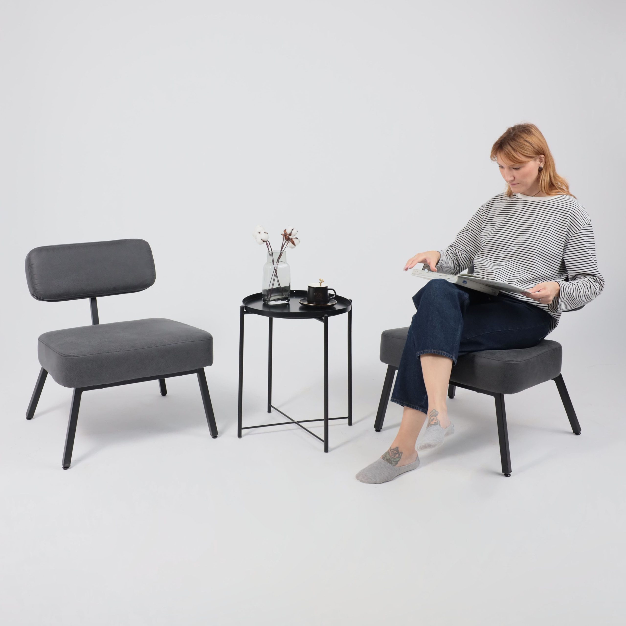 Кресло ASPEN, экокожа винтажный черный WATUSI 16/черный