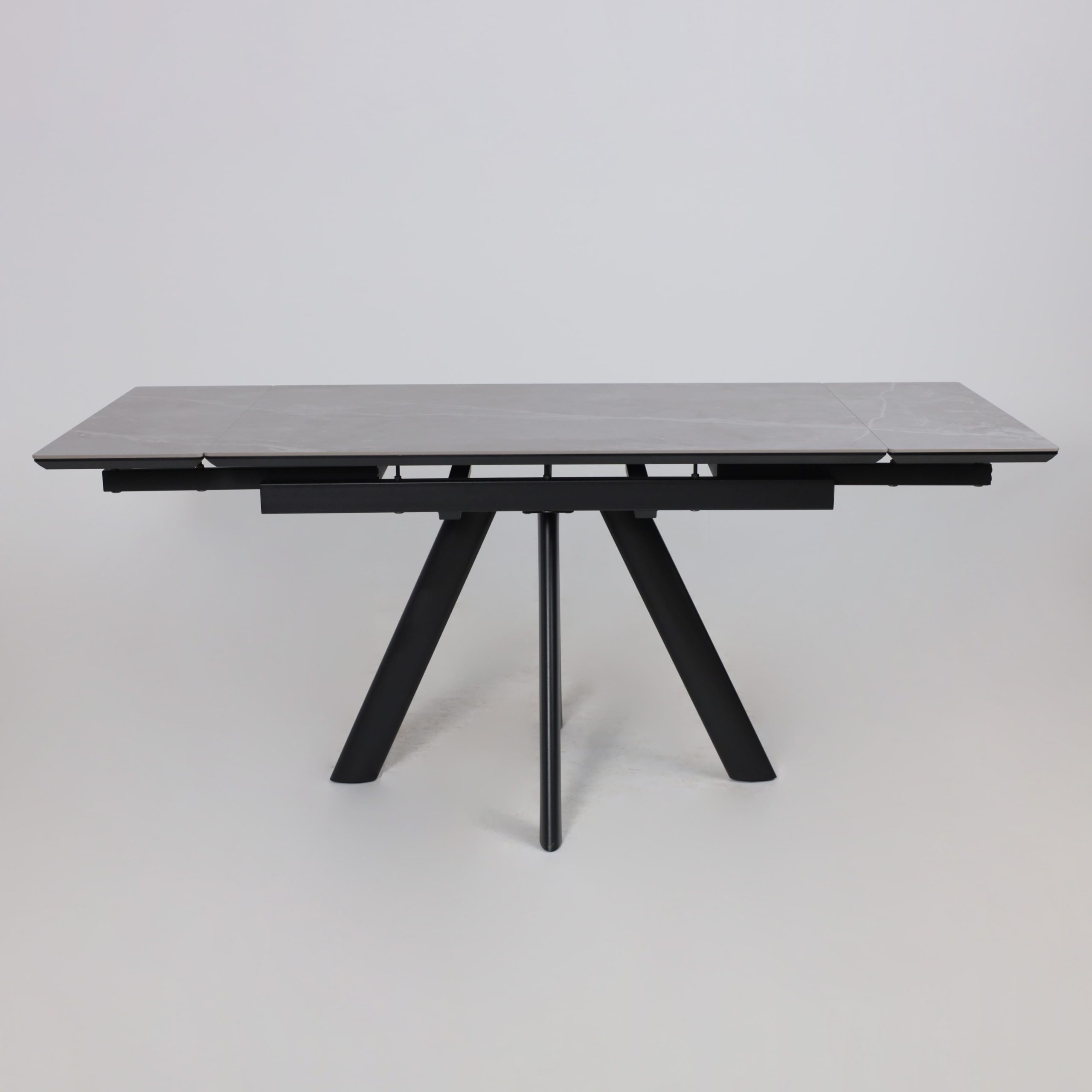 Стол JACK-120, раздвижной 120(30+30)х80, STONE GREY ST CER/Черный