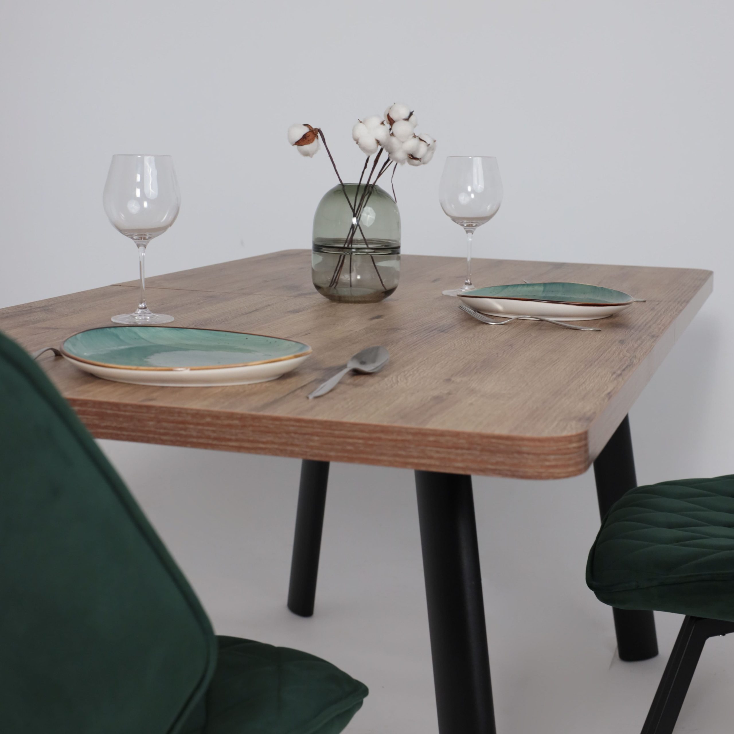 Стол LEON LUX RADIAL-160, раздвижной 160(205)х90, Дуб Веллингтон/Чёрный