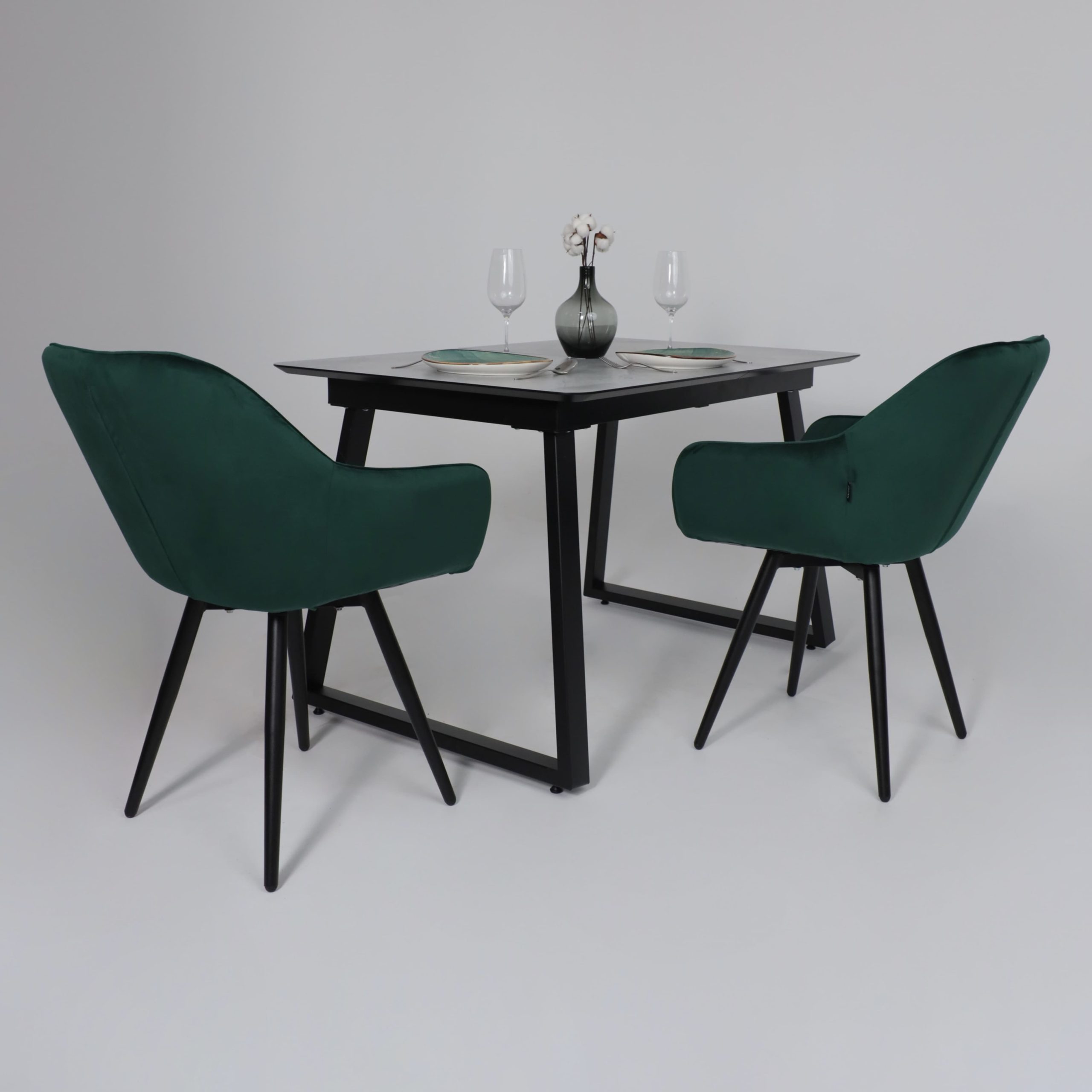 Стол AV 1208, HPL+МДФ,  раздвижной 1200 (1600)*800 Мрамор Марквина синий/черный