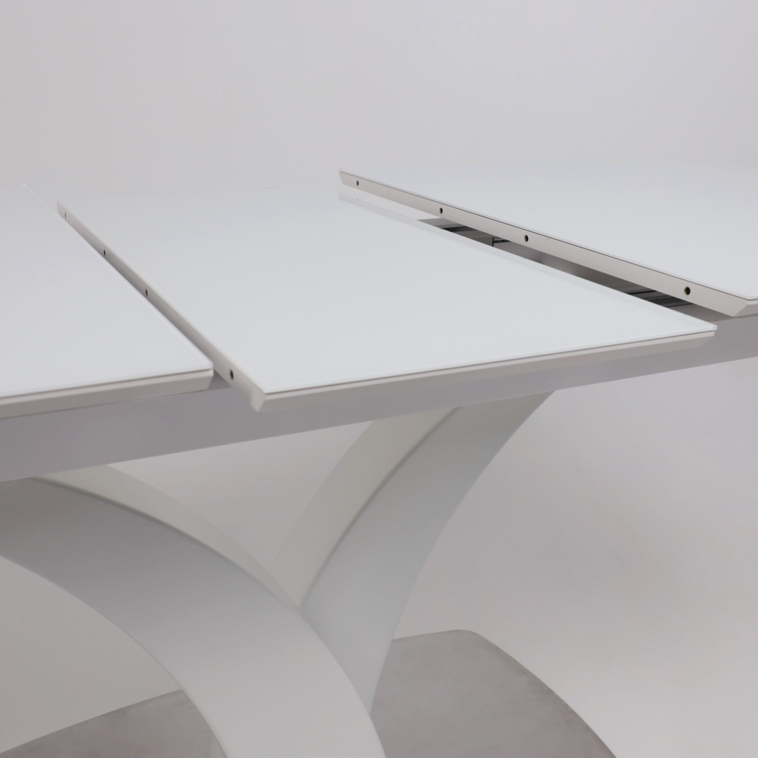 Стол НОТР ДАМ MODERNE, стекло Optiwhite 1400(1800)*850, Белый/Белый Муар