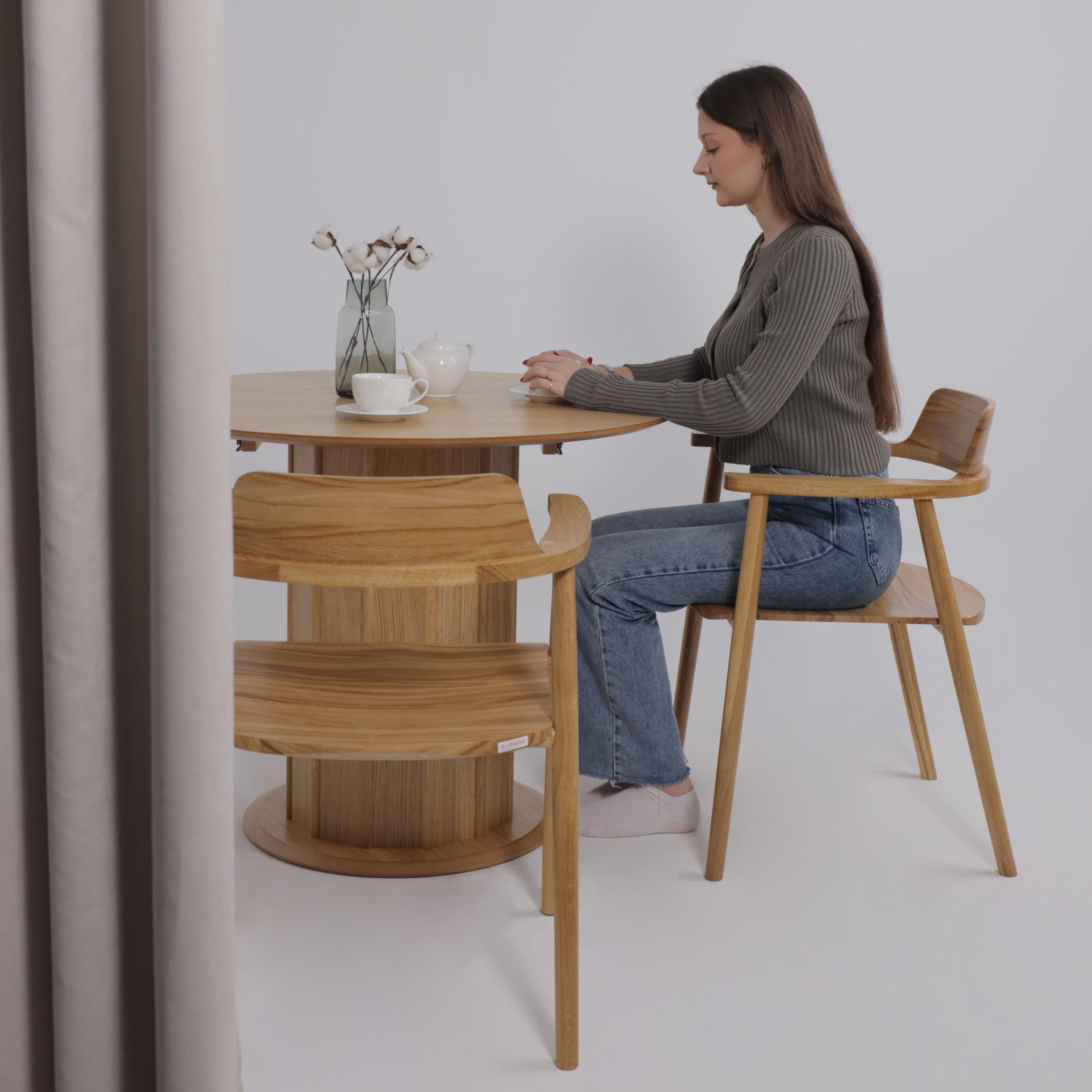 Стол ОЛАФ-М 950(1250)*950, Светлый дуб без тонировки/Светлый дуб