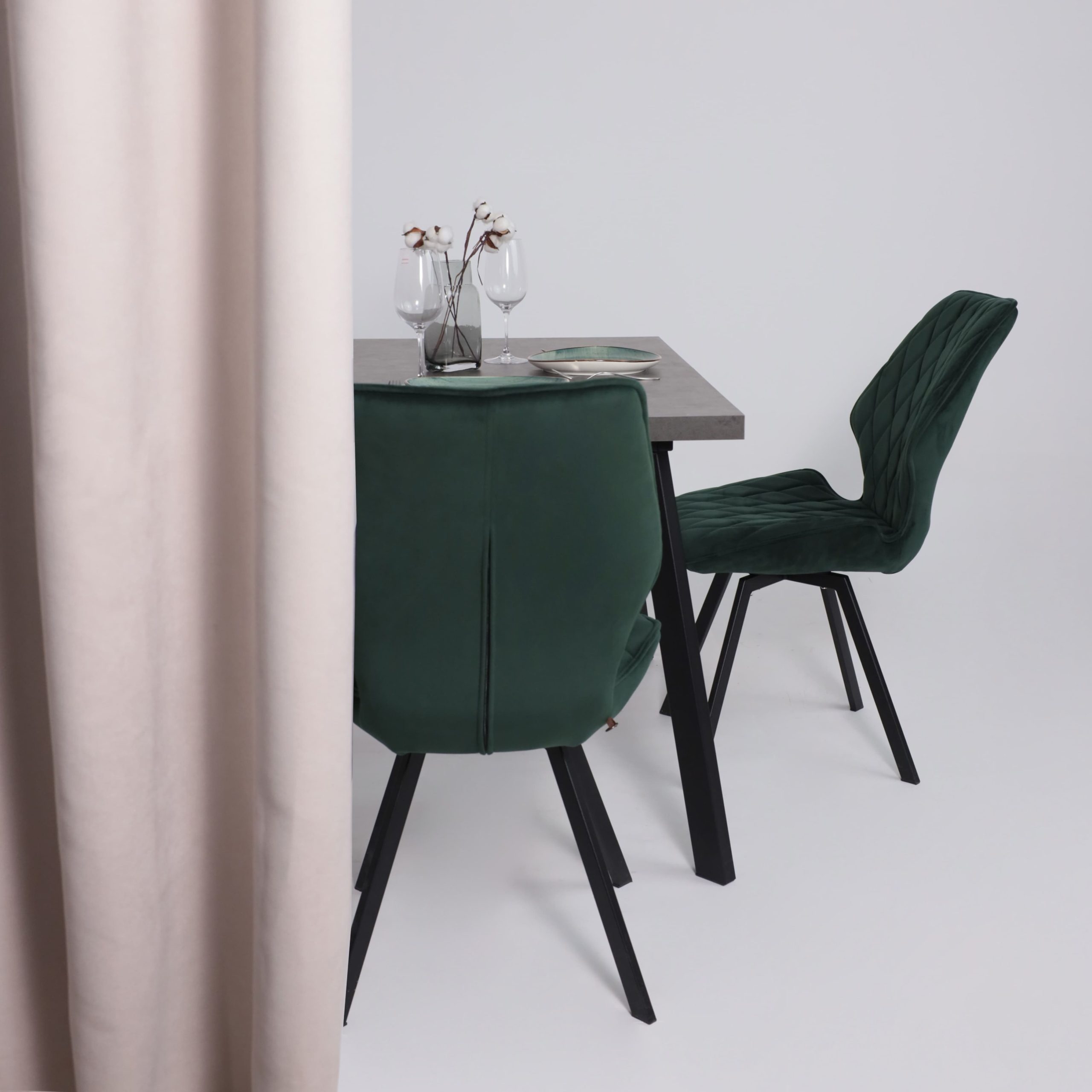 Стол BORG-120, раздвижной 120(160)х80, Дымчатая керамика/Чёрный