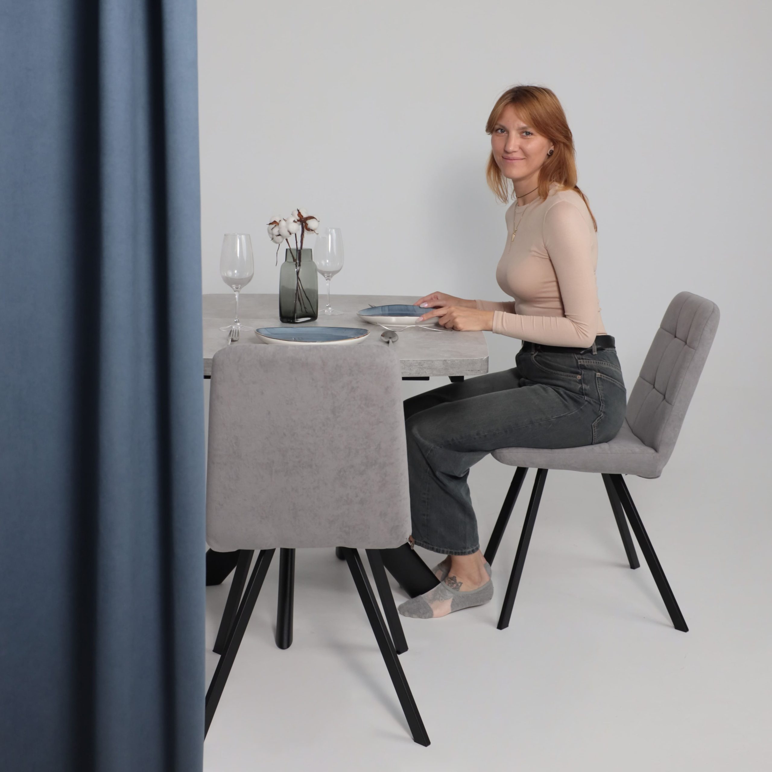 Стол LEONEL-130, раздвижной 130(165)х85, Серый сланец/Черный