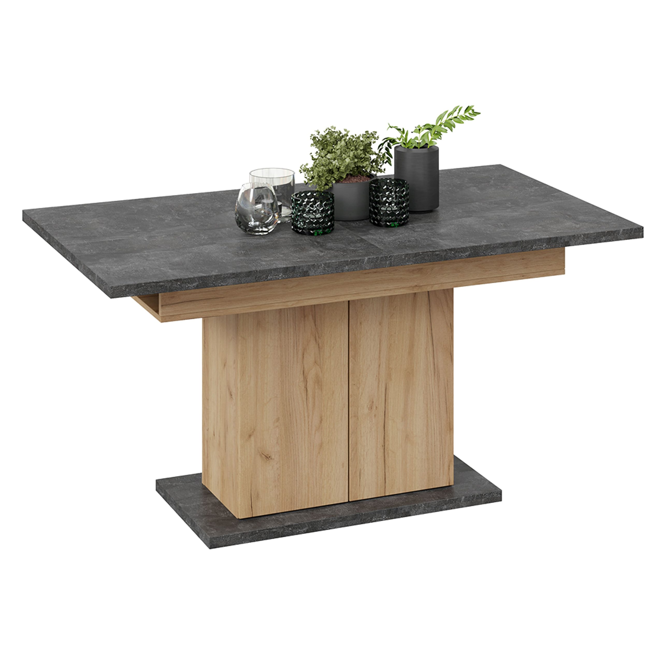 Стол раздвижной ДЕТРОЙТ Тип 1, 1504(2014)*850, ателье темный/дуб крафт золотой