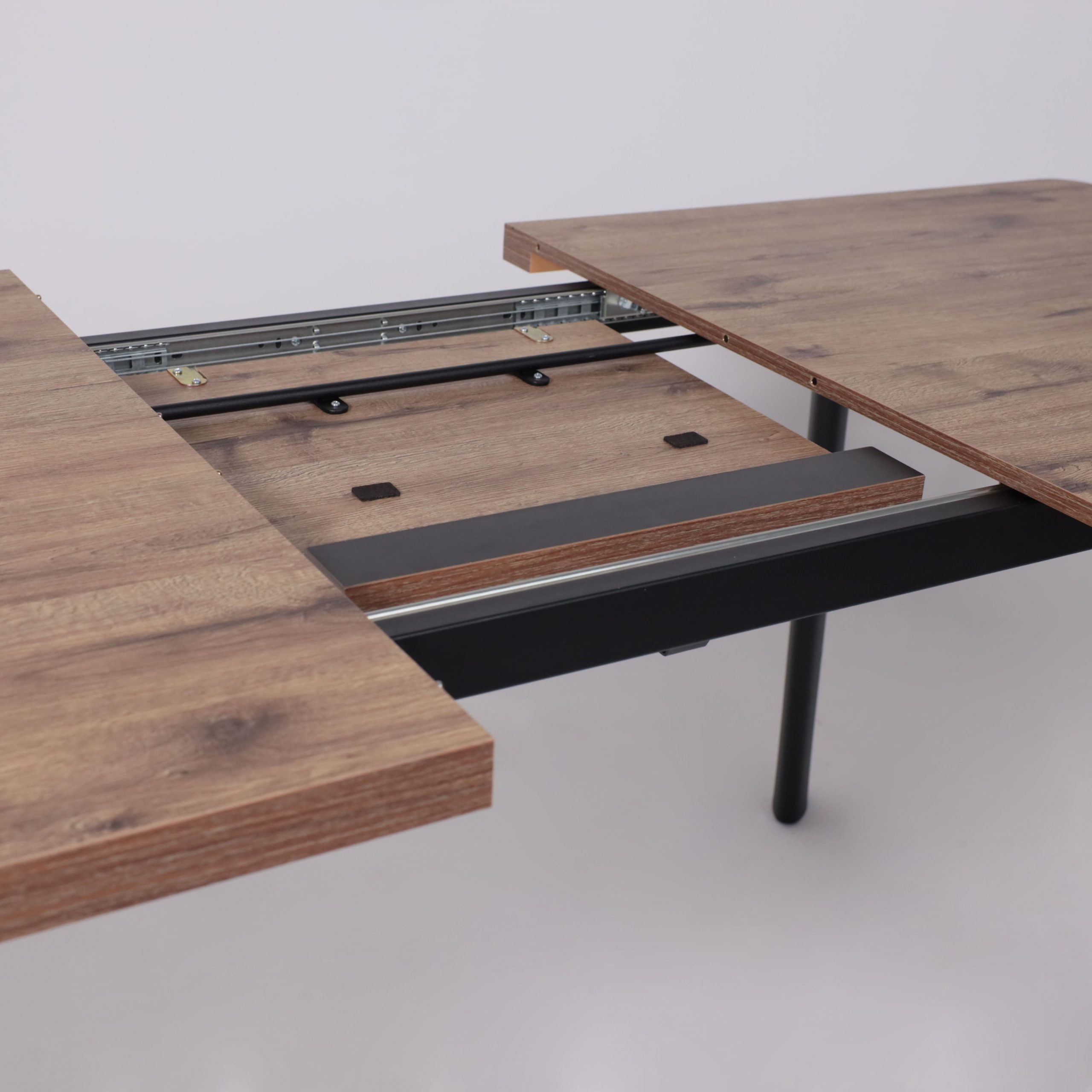 Стол LEON LUX RADIAL-160, раздвижной 160(205)х90, Дуб Веллингтон/Чёрный