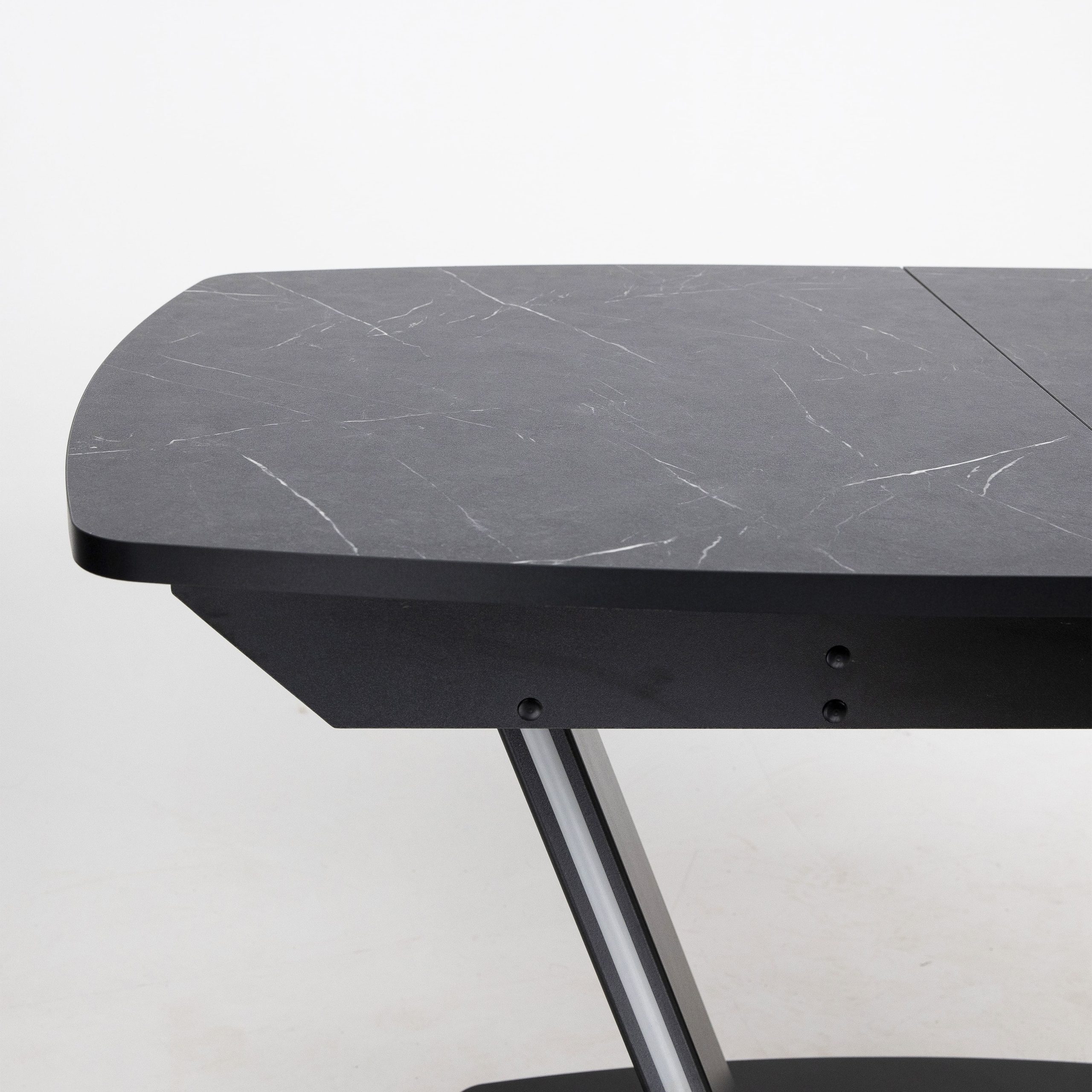 Стол ДРЕЗДЕН, пластик премиум 1300(1615)*800, Камень черный/Черный