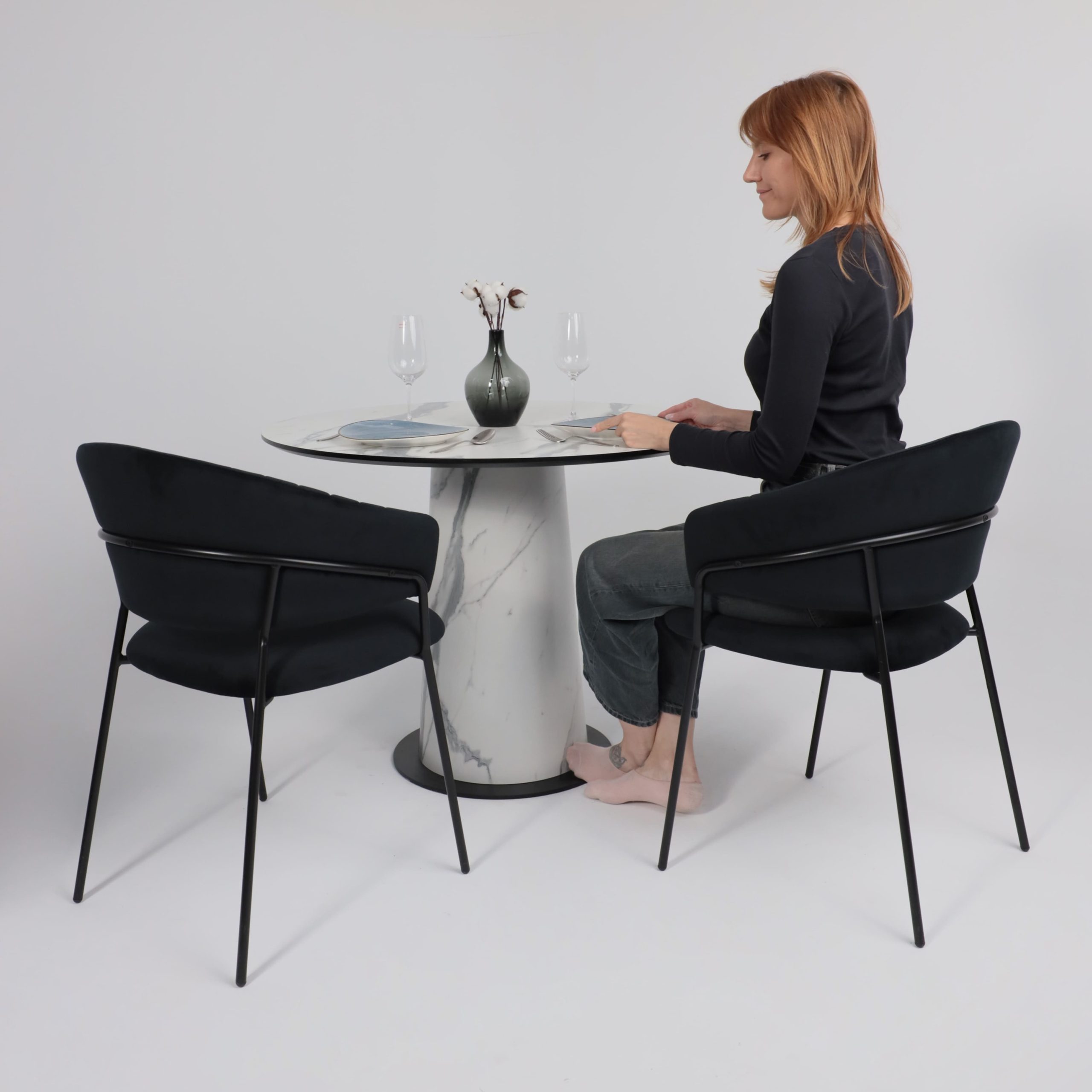 Стол AV 1317, HPL+МДФ, нераздвижной 1000 Мрамор белый/черный