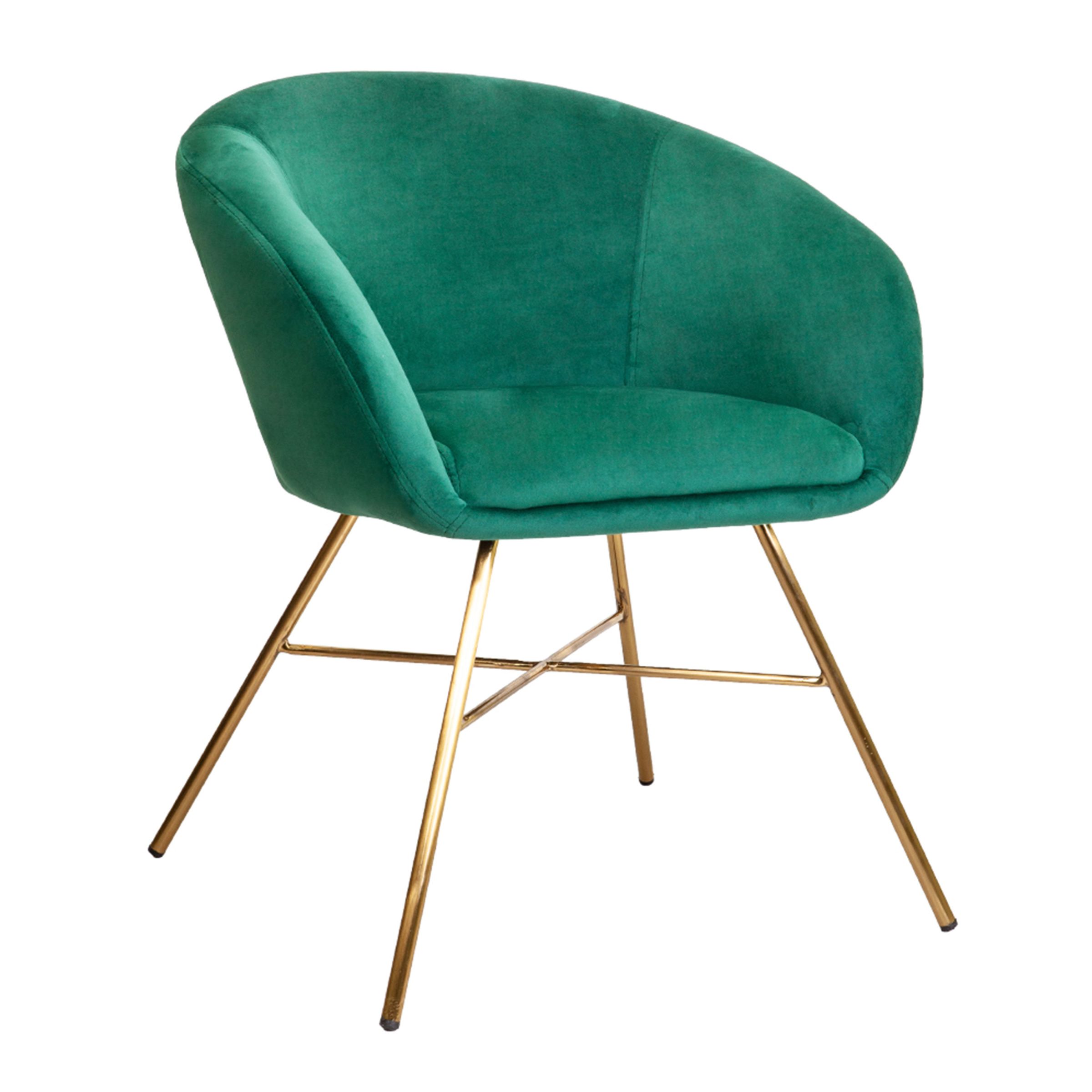 Кресло AMUR, (зеленый велюр/золото)