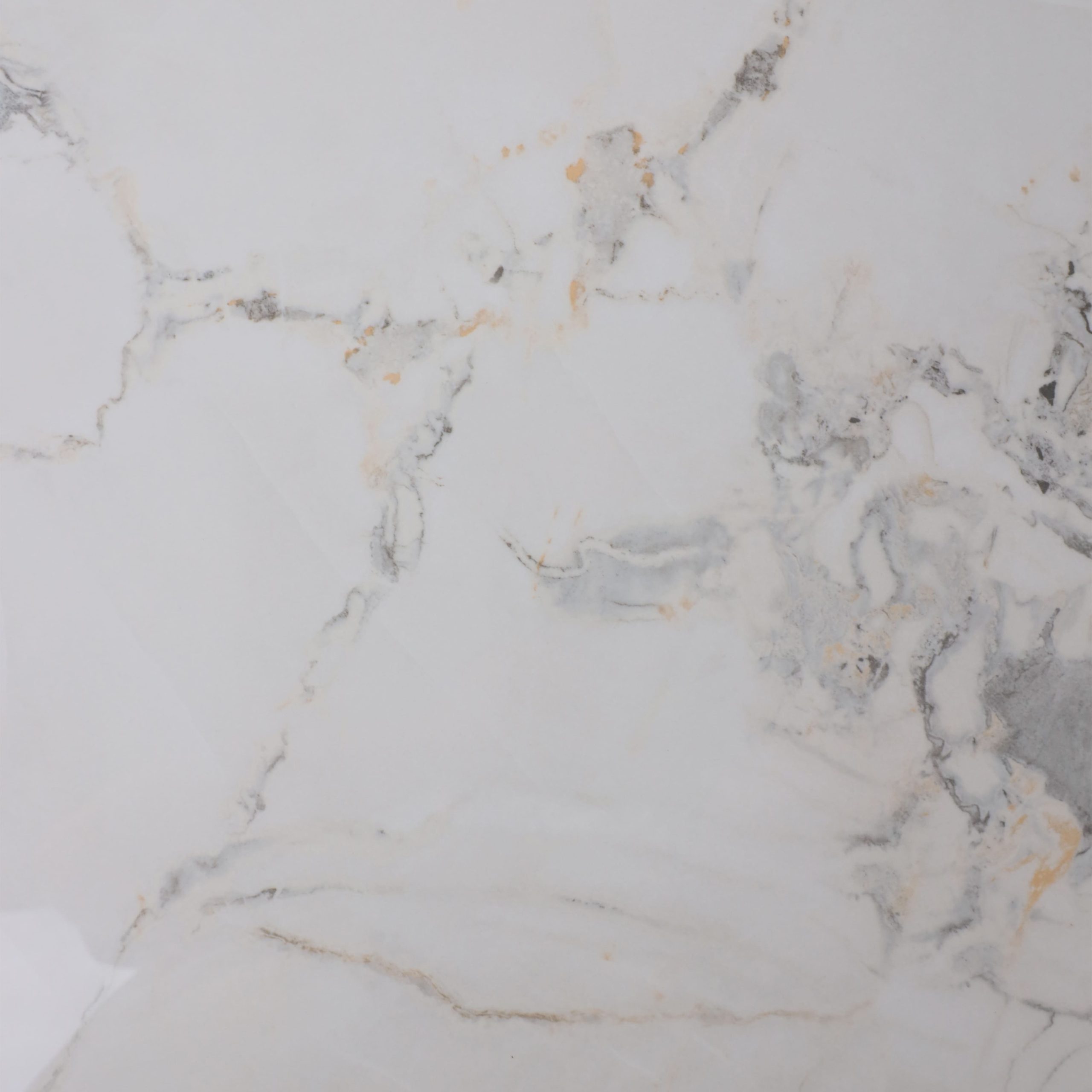 Стол AV 2317, МДФ+керамика, нераздвижной 900 натуральный, глянцевый GOLD JADE/черный+HPL Виктори натуральный