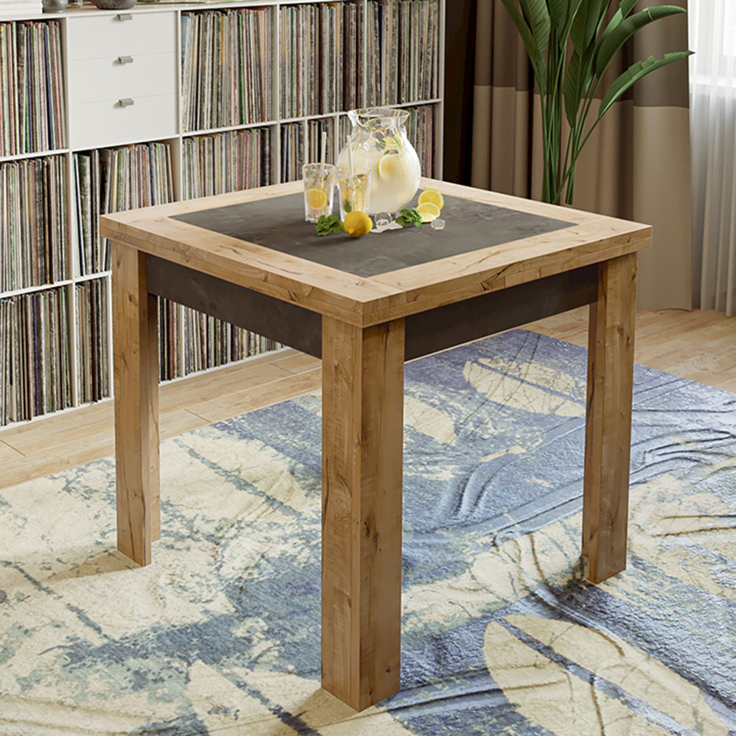 Стол раздвижной ХЬЮСТОН Тип 3, 790(1480)*790, моод темный/дуб вотан