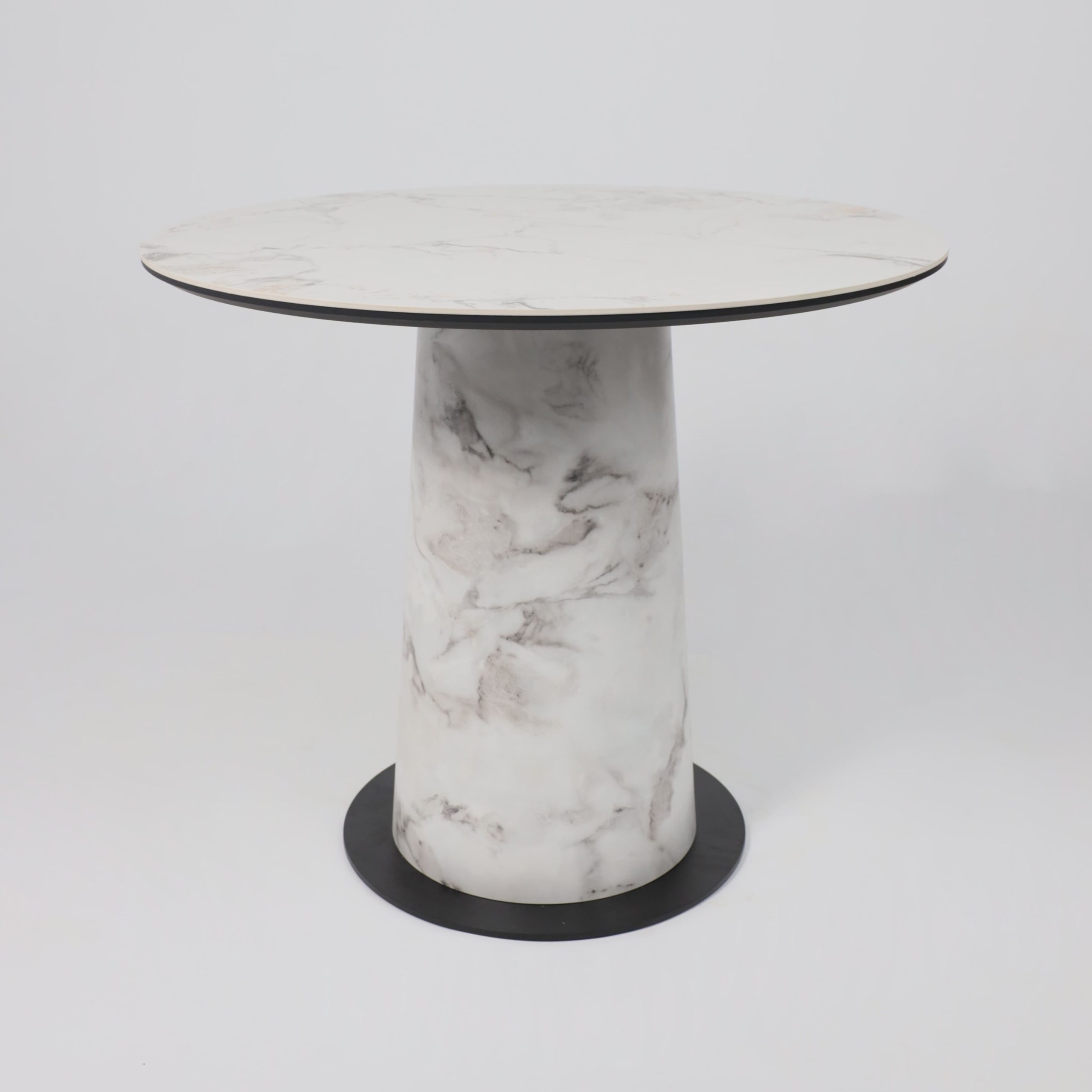 Стол AV 2317, МДФ+керамика, нераздвижной 900 натуральный, глянцевый GOLD JADE/черный+HPL Виктори натуральный